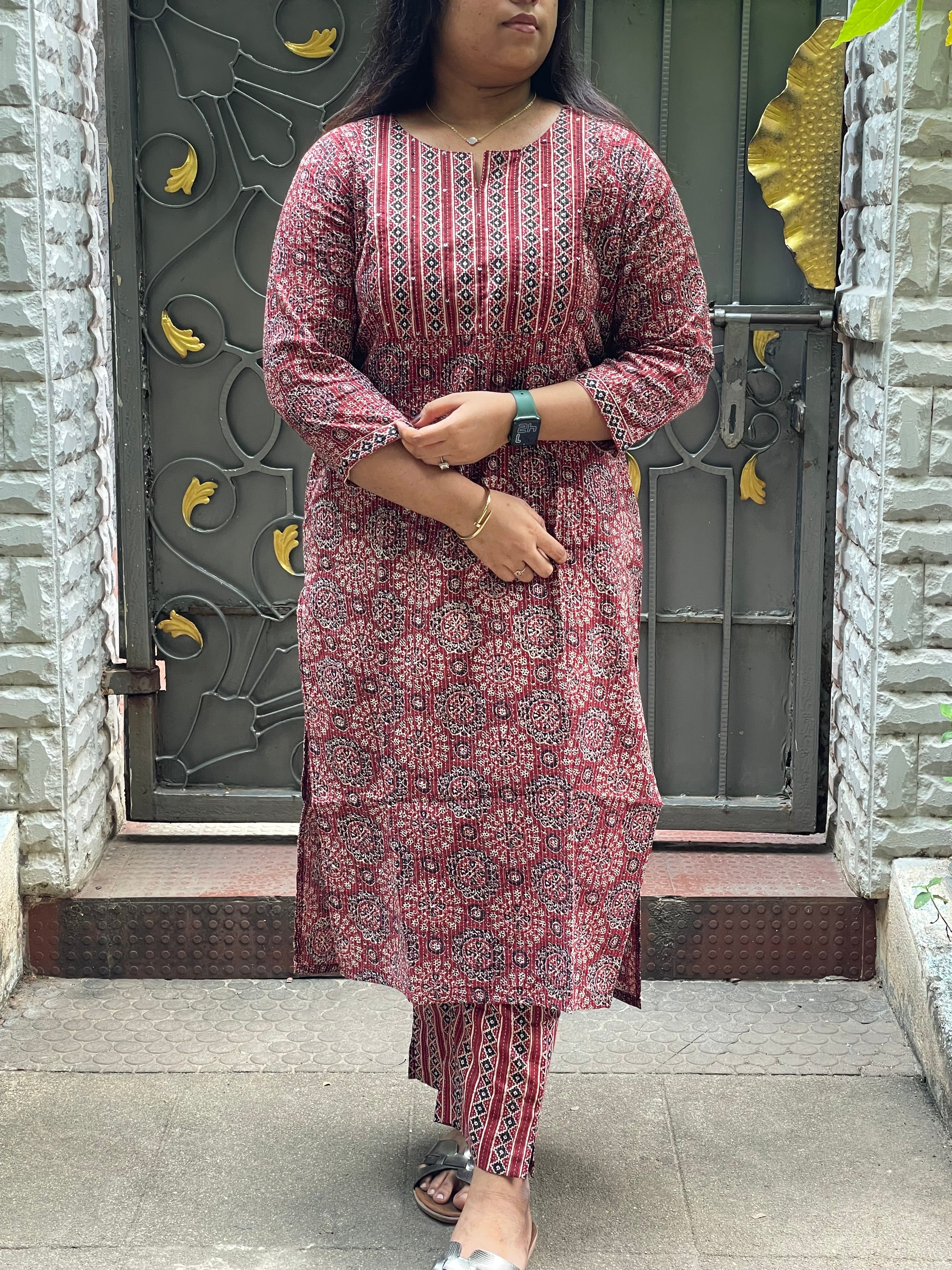 Printed cotton top and bottom set