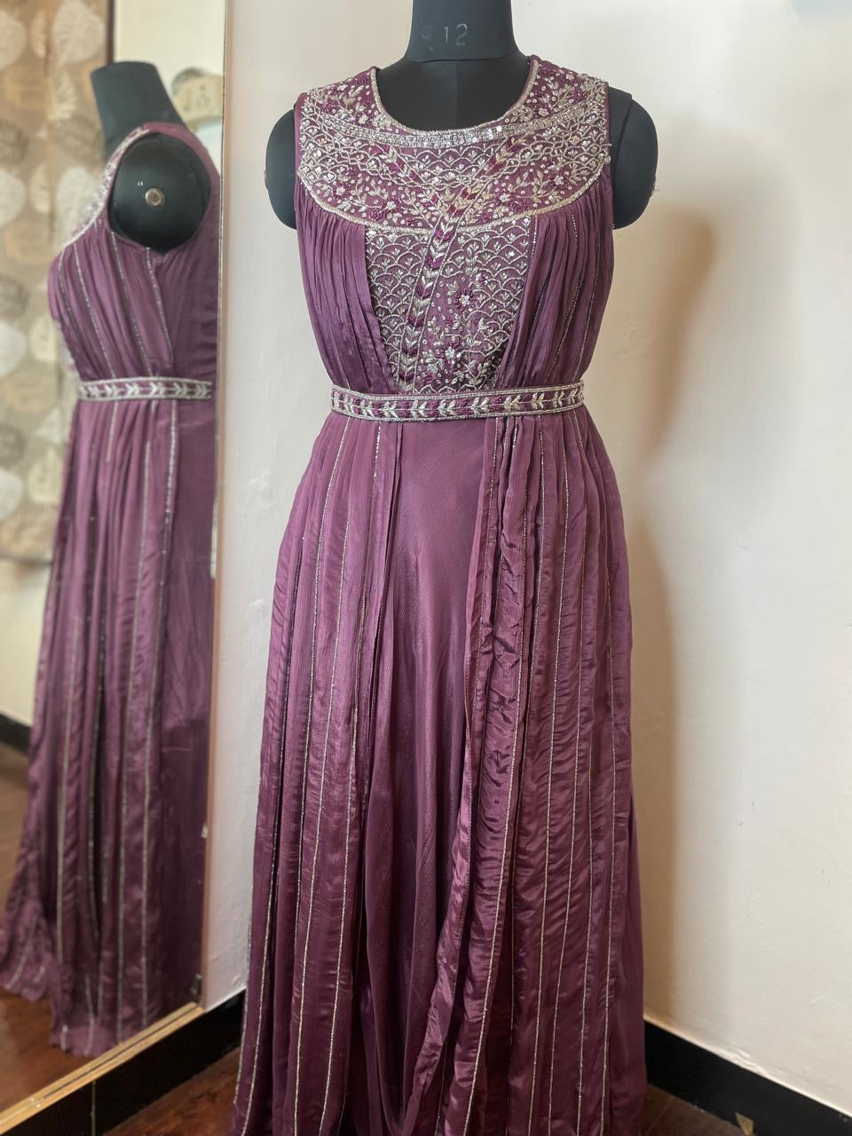 Indo-western handwork gown with belt