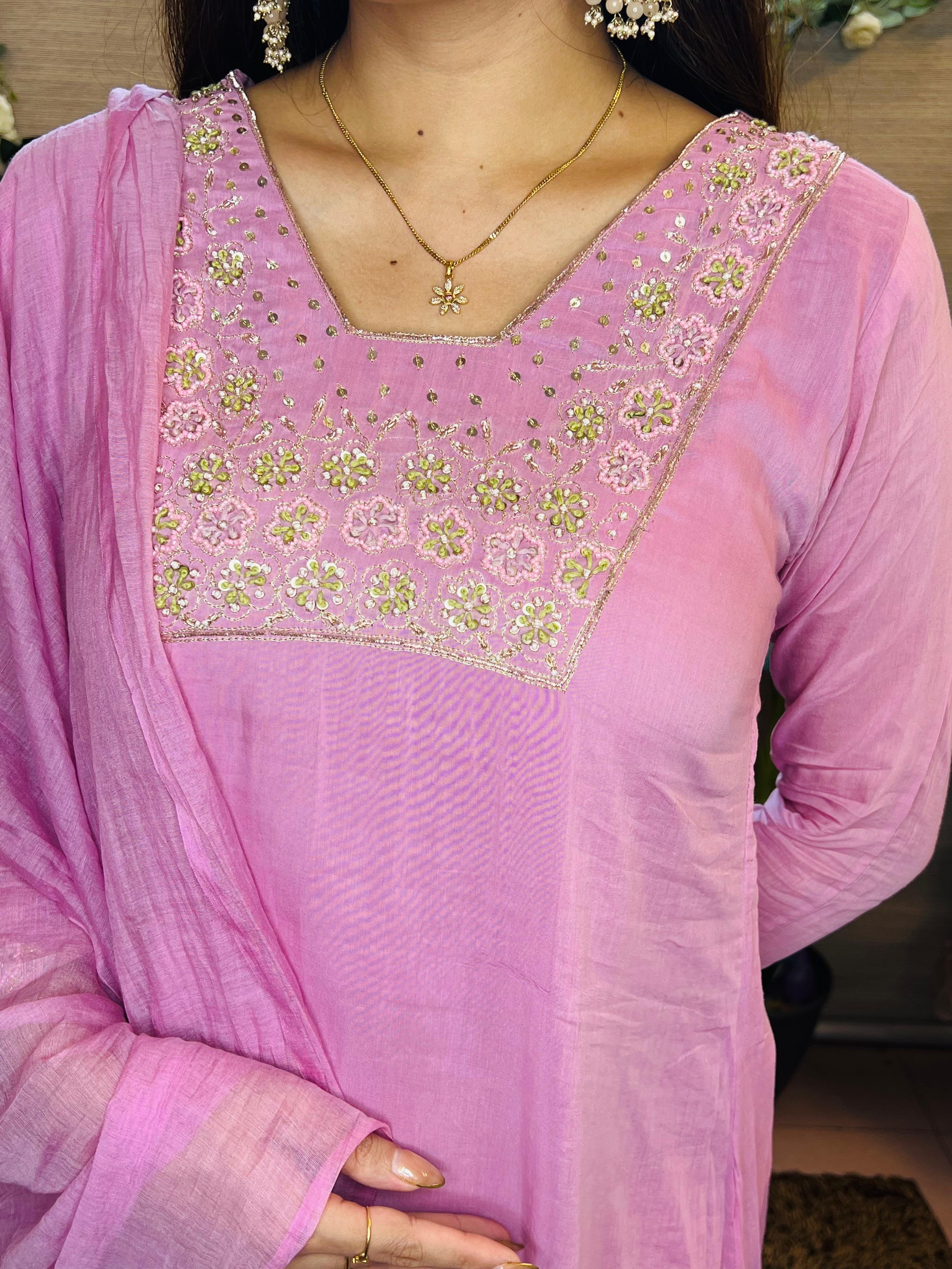 Nila Roja Mul Chanderi Silk Suit Set