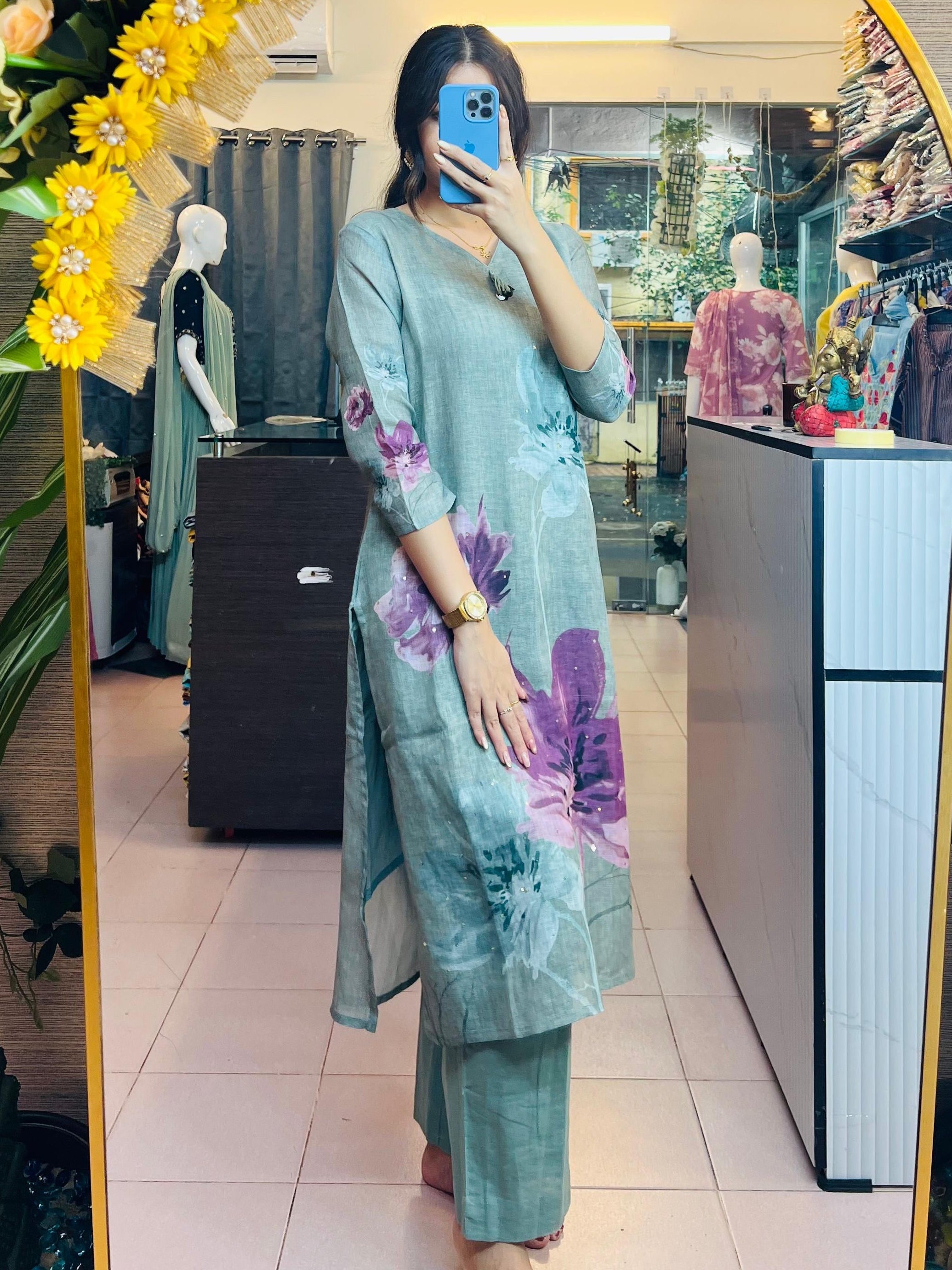 Azhagiya Aalizhai Linen Suit Set