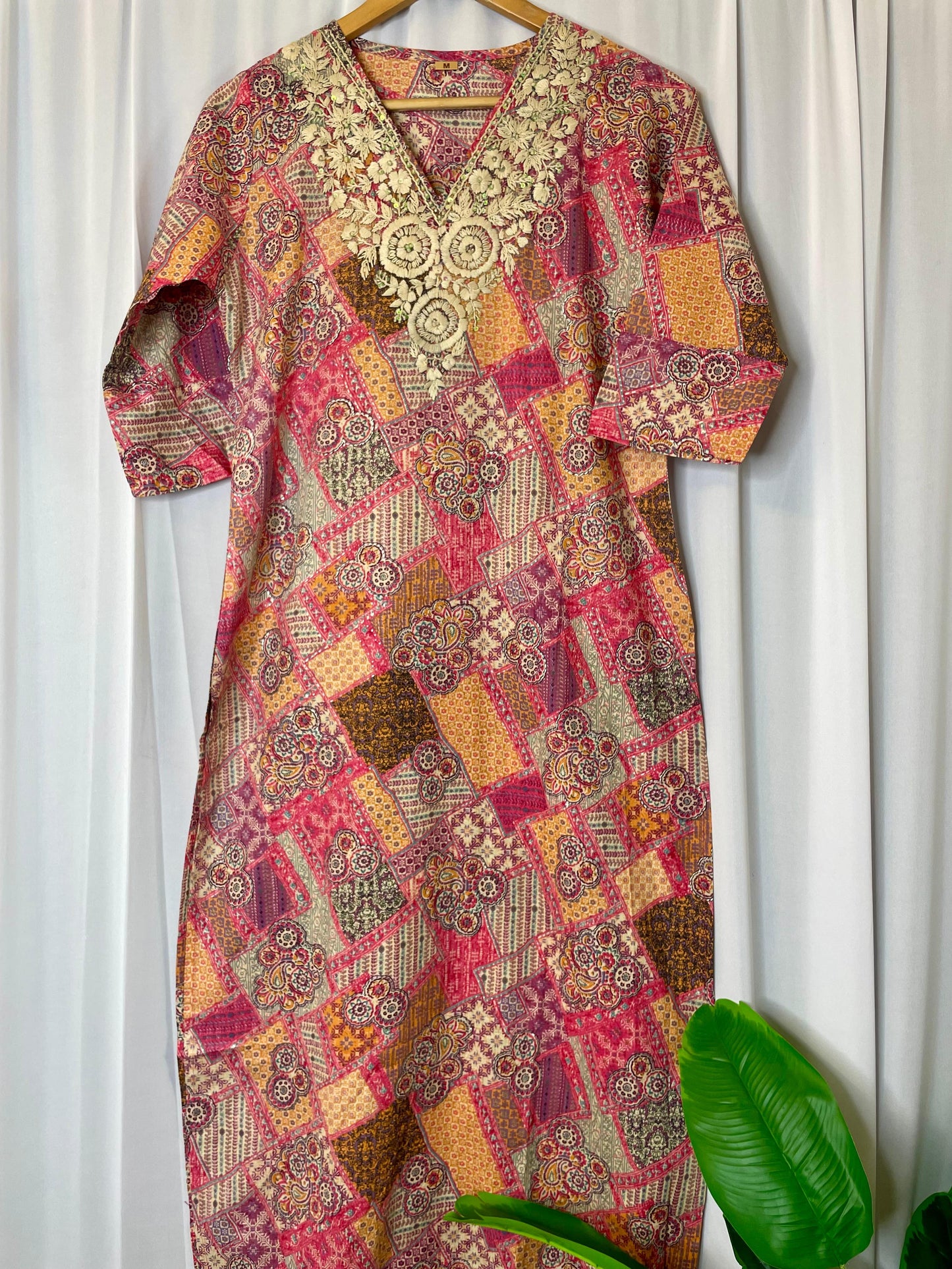 Mul cotton hand embroidered kurti