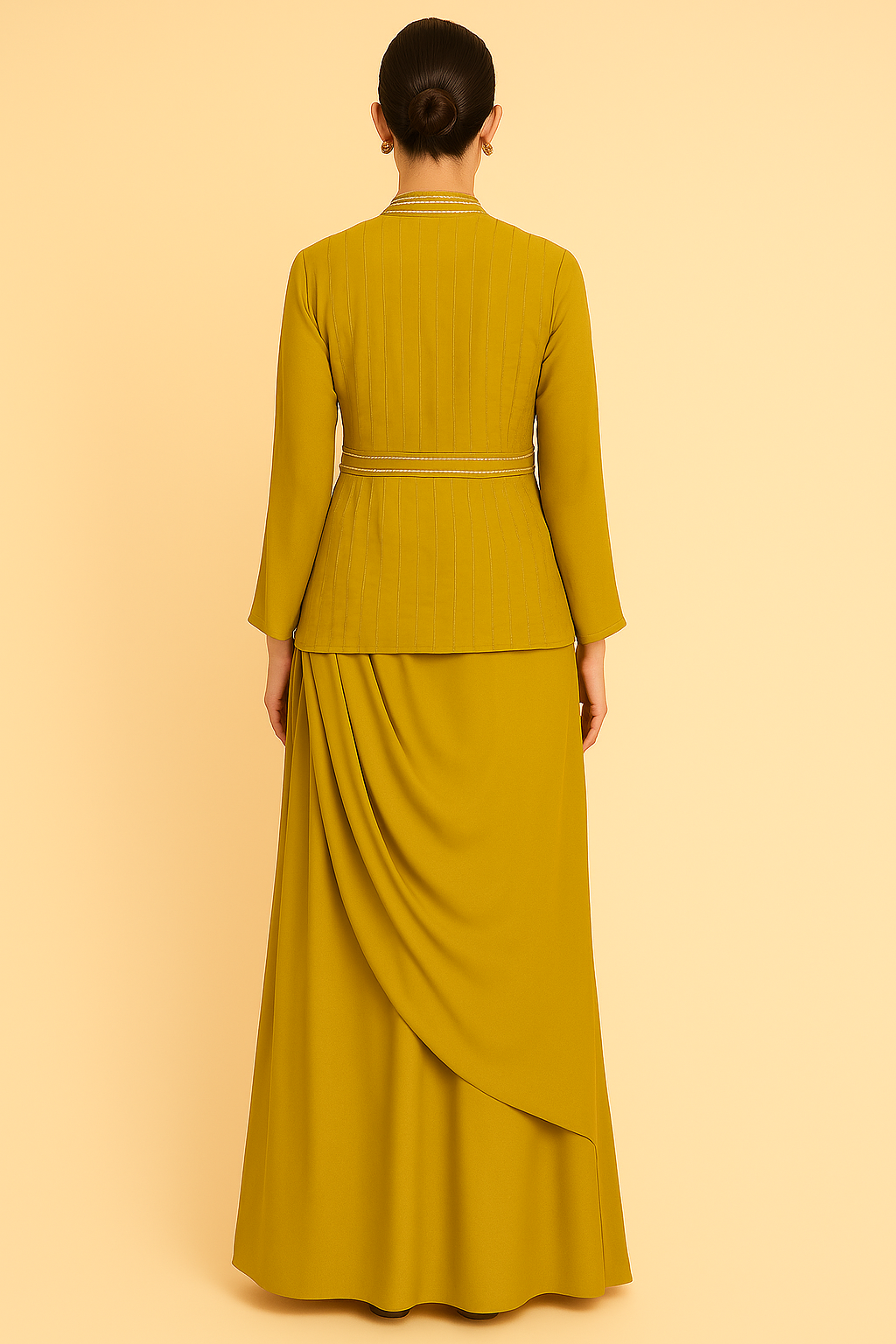 Zehra Mustard Embellished Gown Set