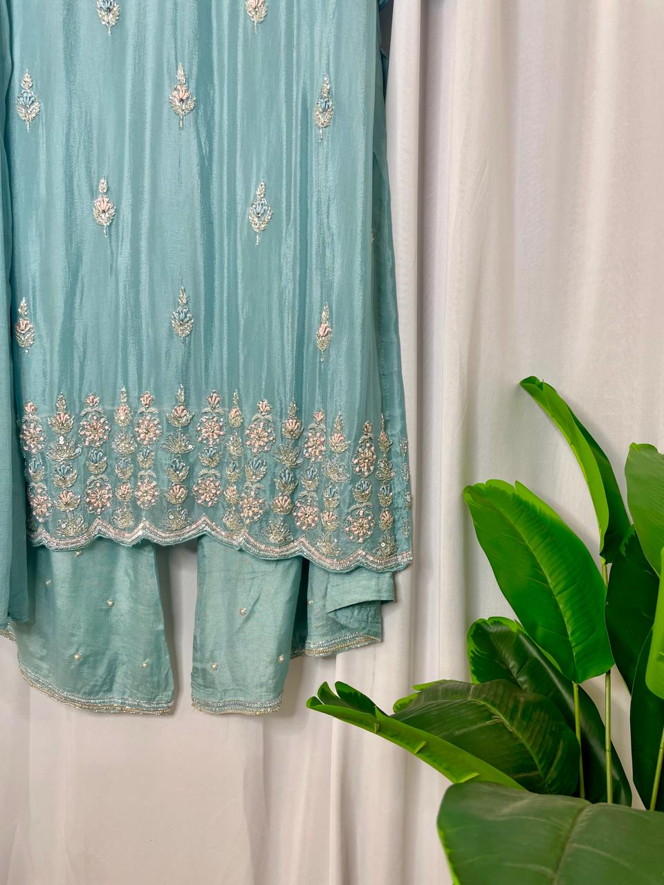 Chinon Silk Handwork Heavy Designer Suit Set