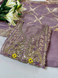 Lavender Zari Garden Suit Set