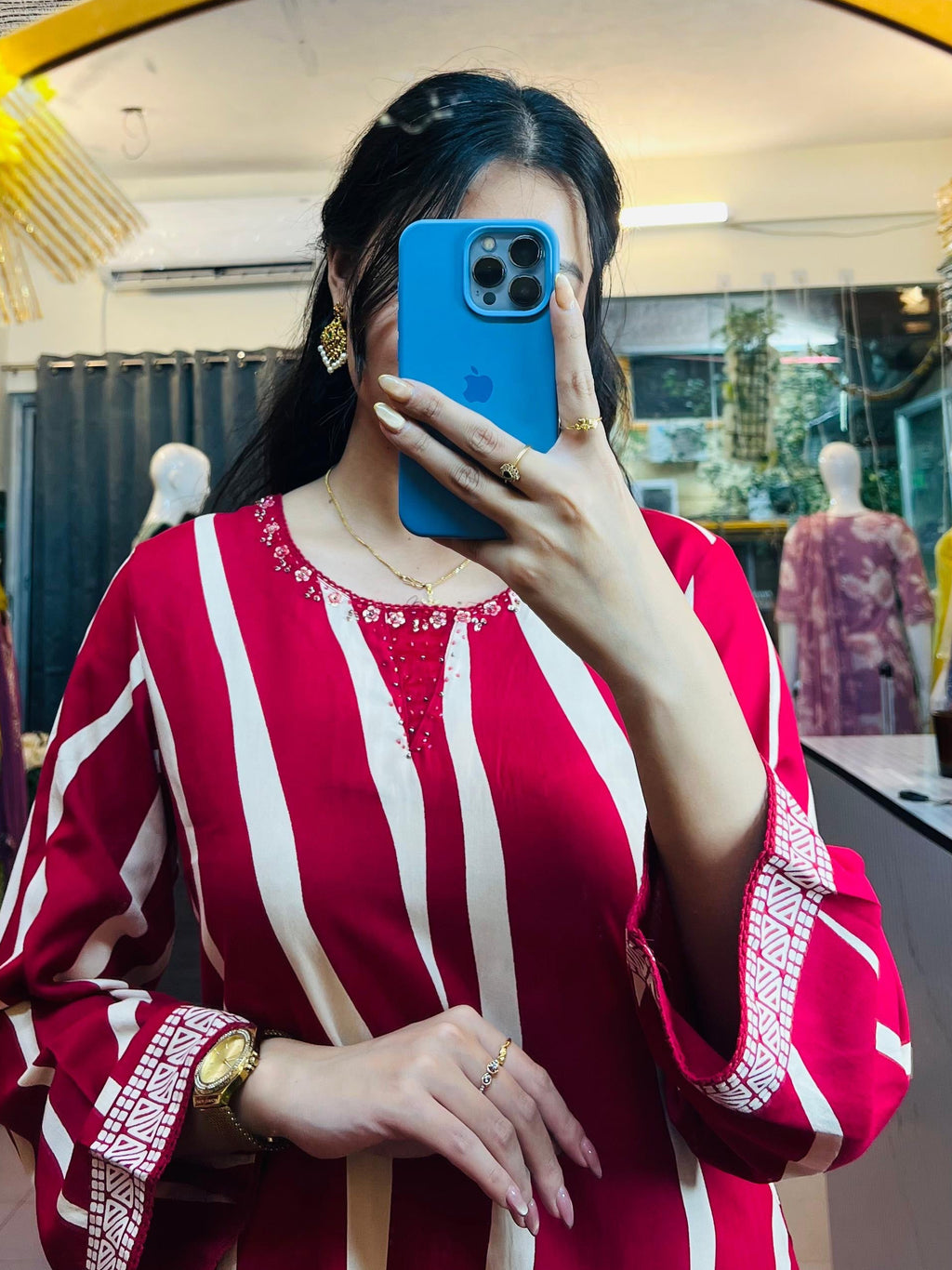 Varnikaa Crimson Crepe Set