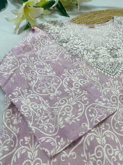 Pink Embroidered top and bottom set