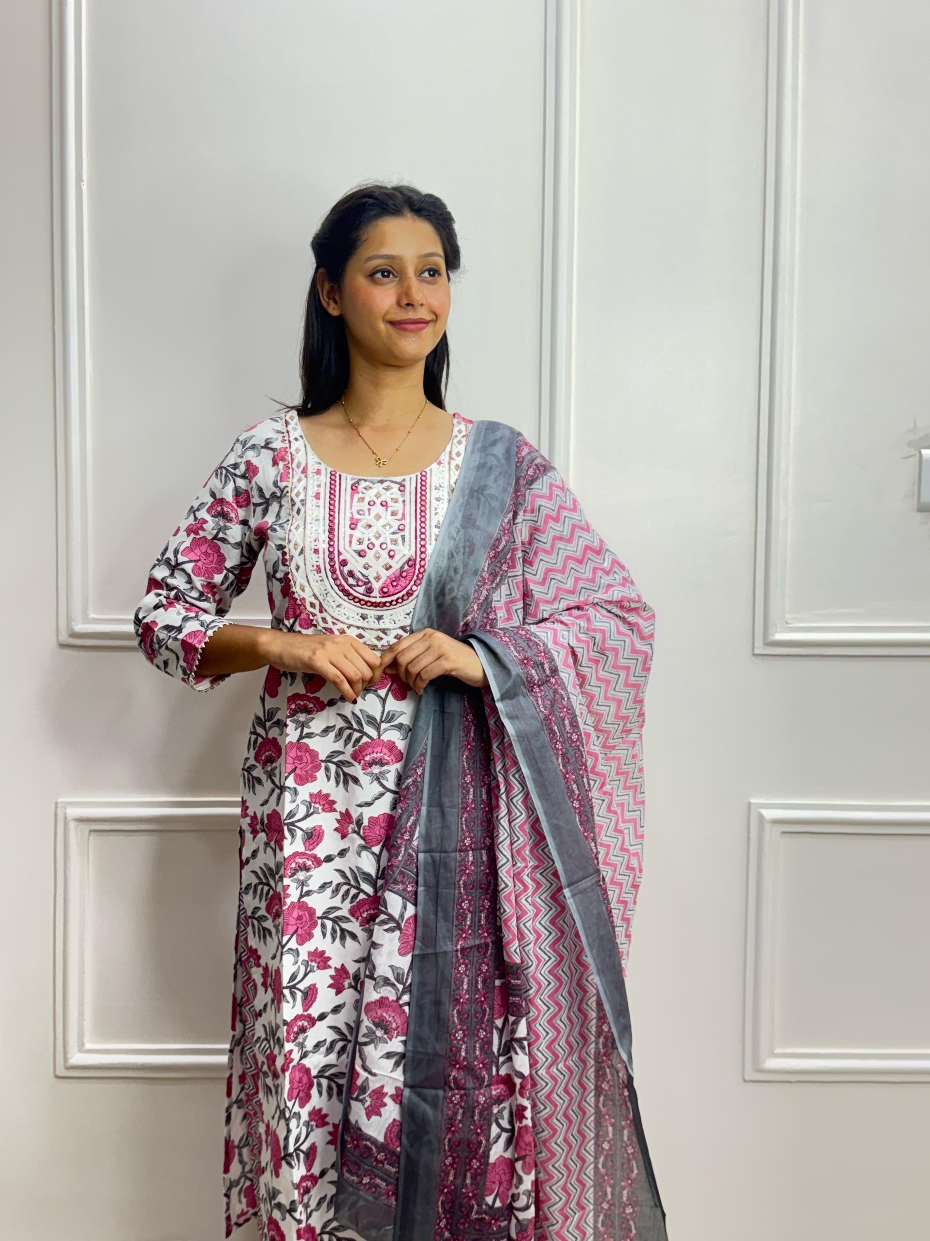 Rosewood Bloom Cotton Suit Set