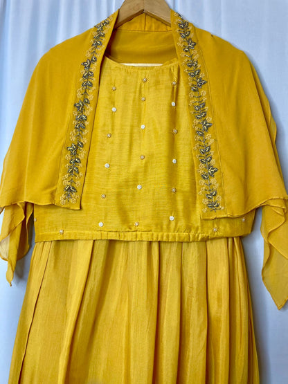 Indo western skirt and blouse with handwork cape