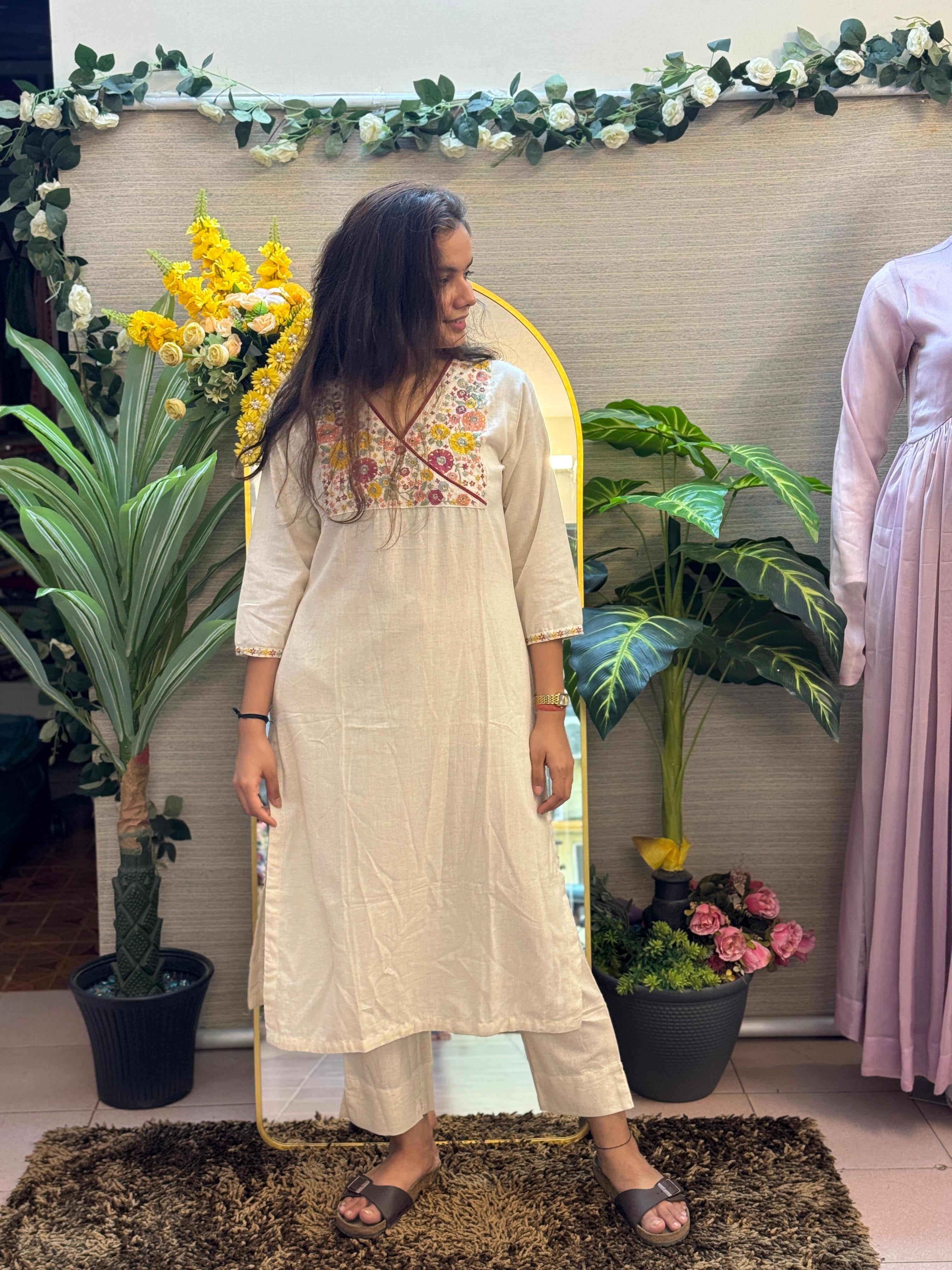 Ivory Garden Embroidered Kurta Set