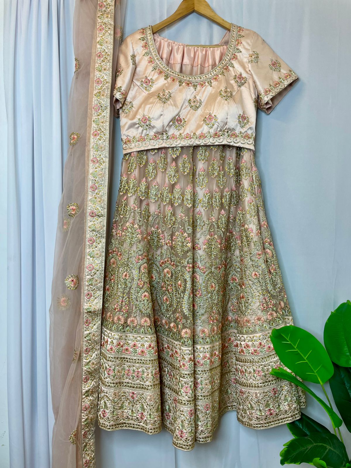 Blush Gold Zari Embroidered Lehenga Set