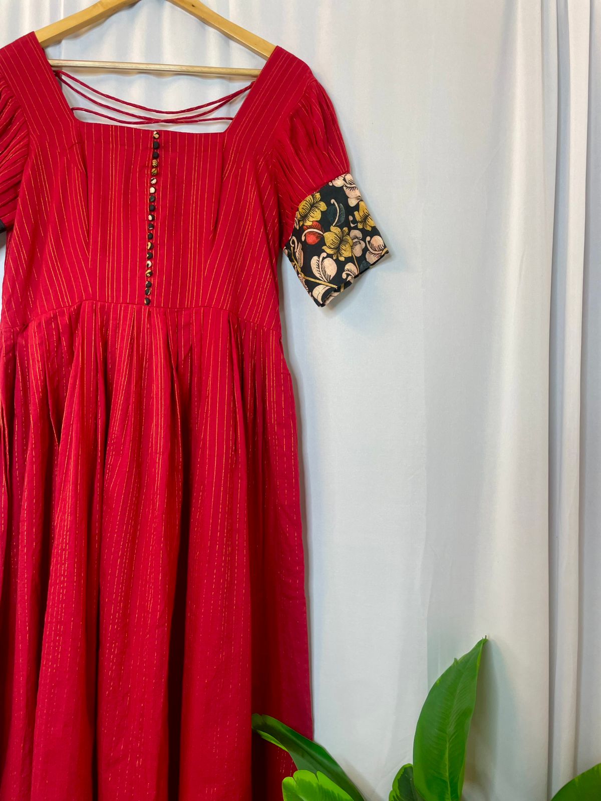 Cotton Gown with ruffle sleeves