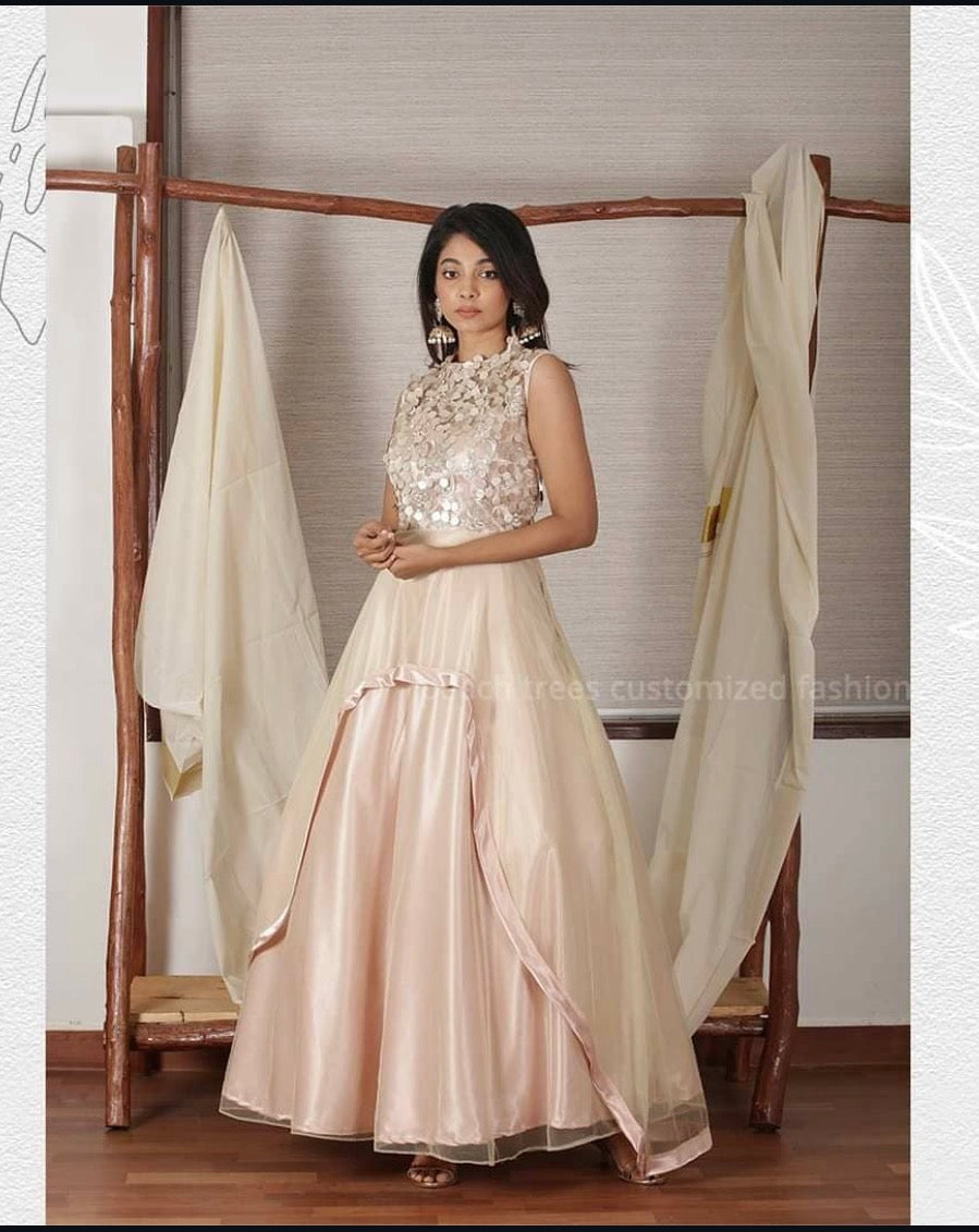 Champagne Gold Layered Designer Gown