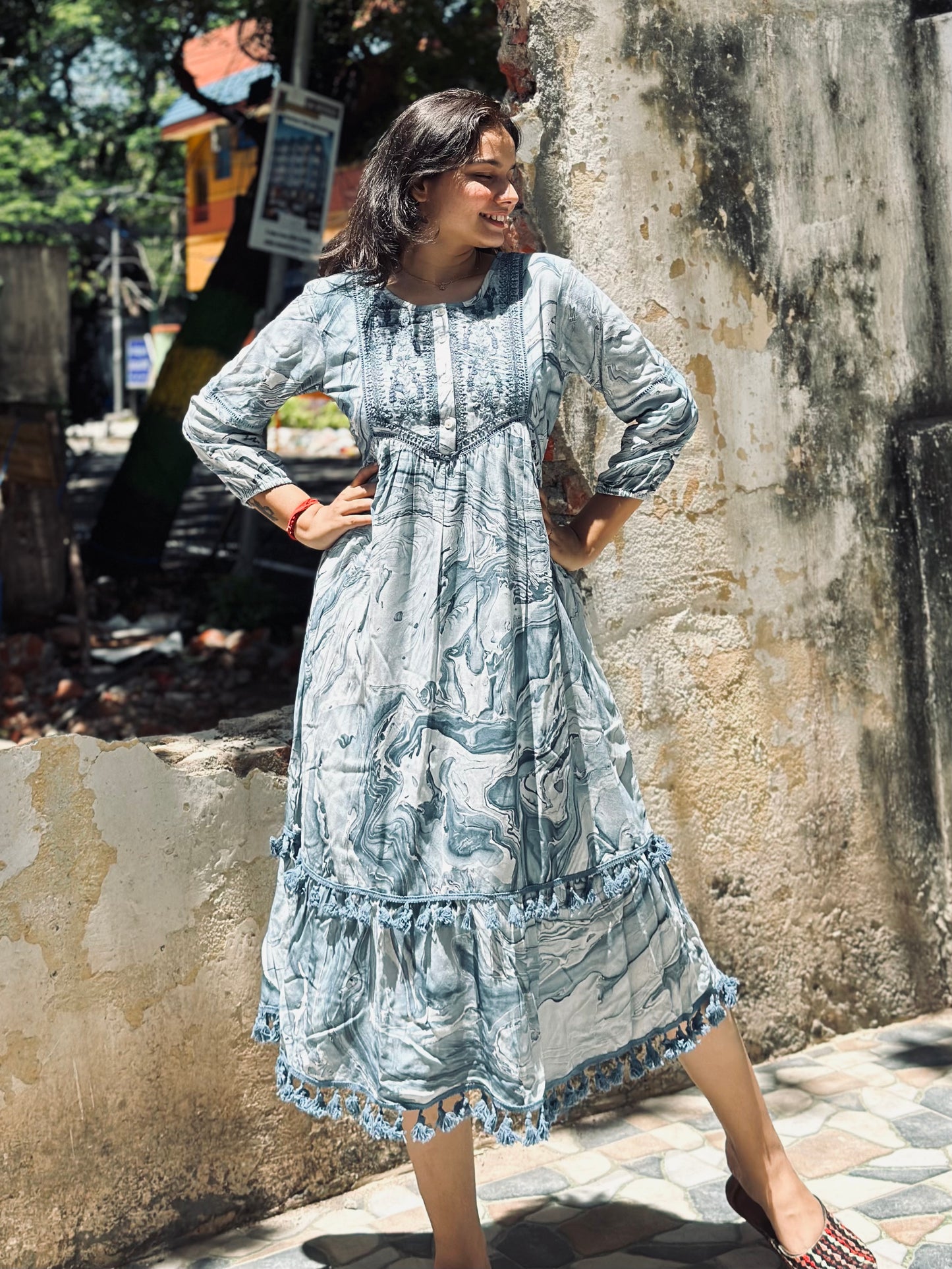 PRINTED MUSLIN DRESS