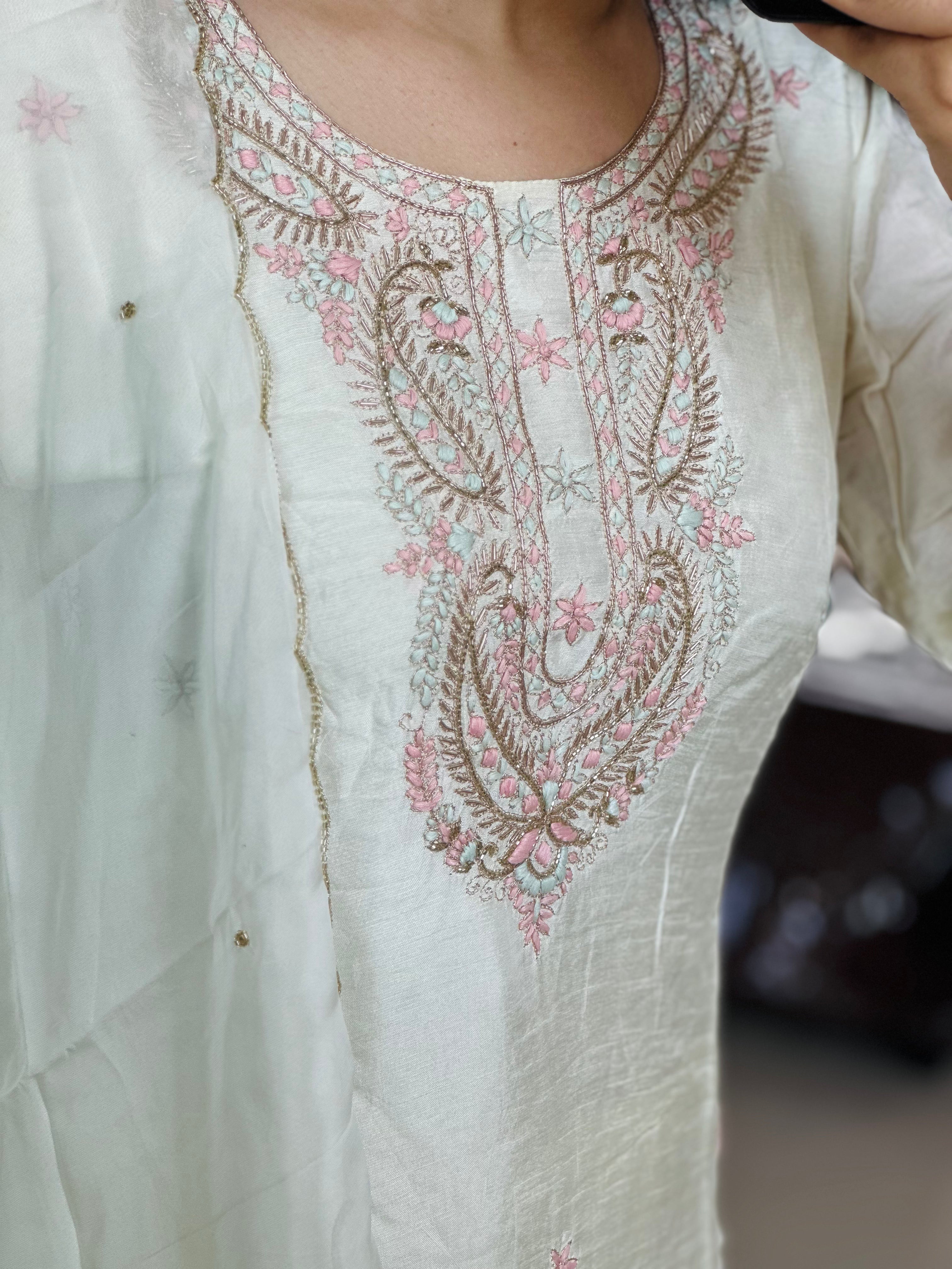 WHITE HANDWORK SUIT | PARTY WEAR'