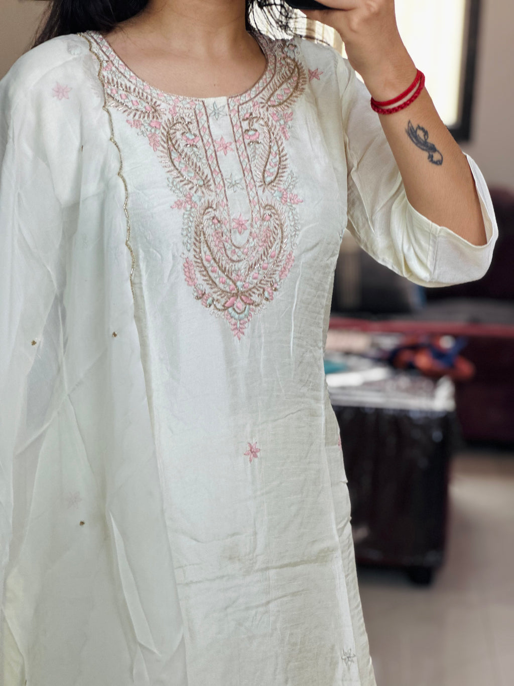 WHITE HANDWORK SUIT | PARTY WEAR