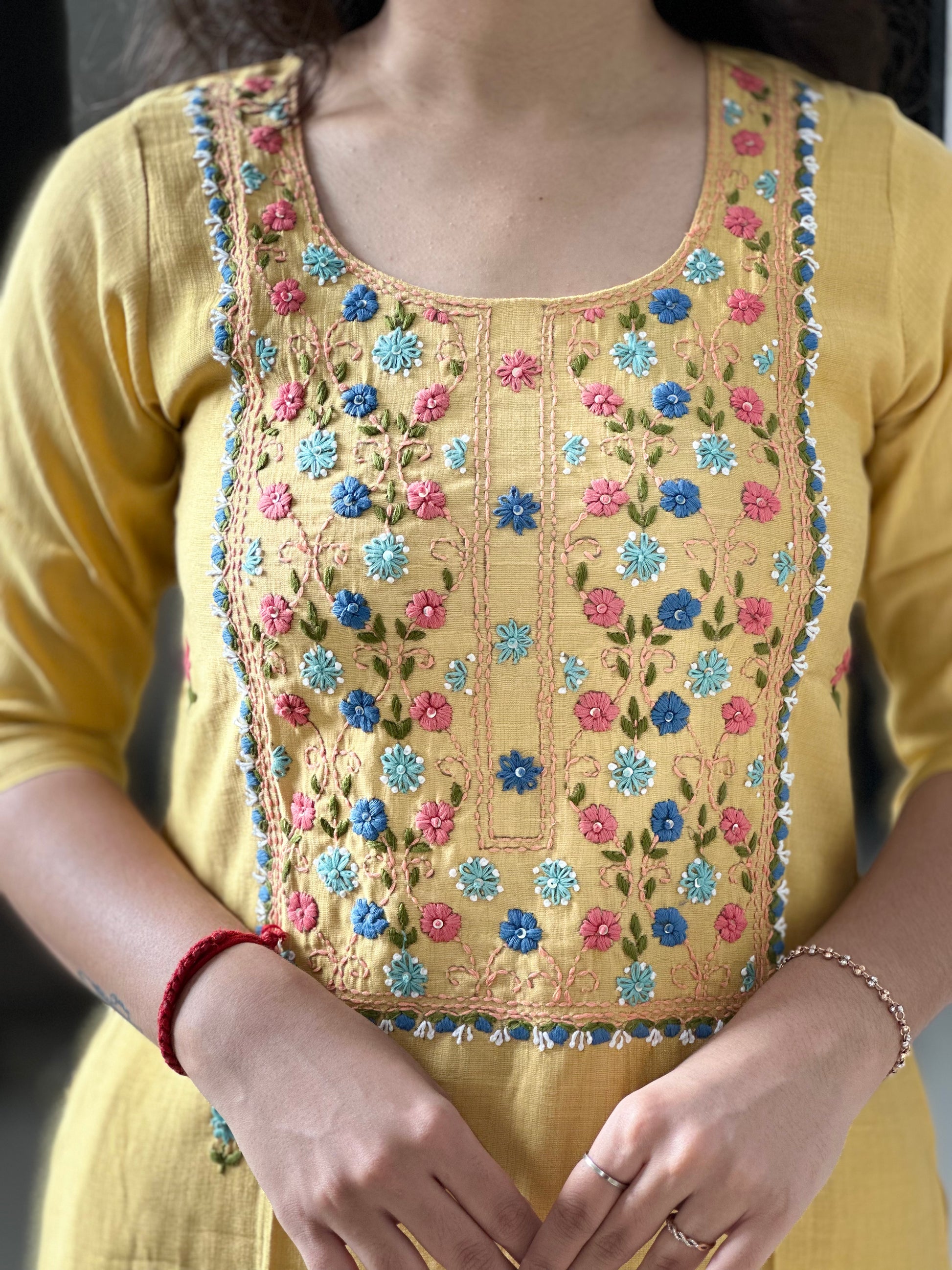 YELLOW HANDWORK KURTI | OFFUCE WEAR