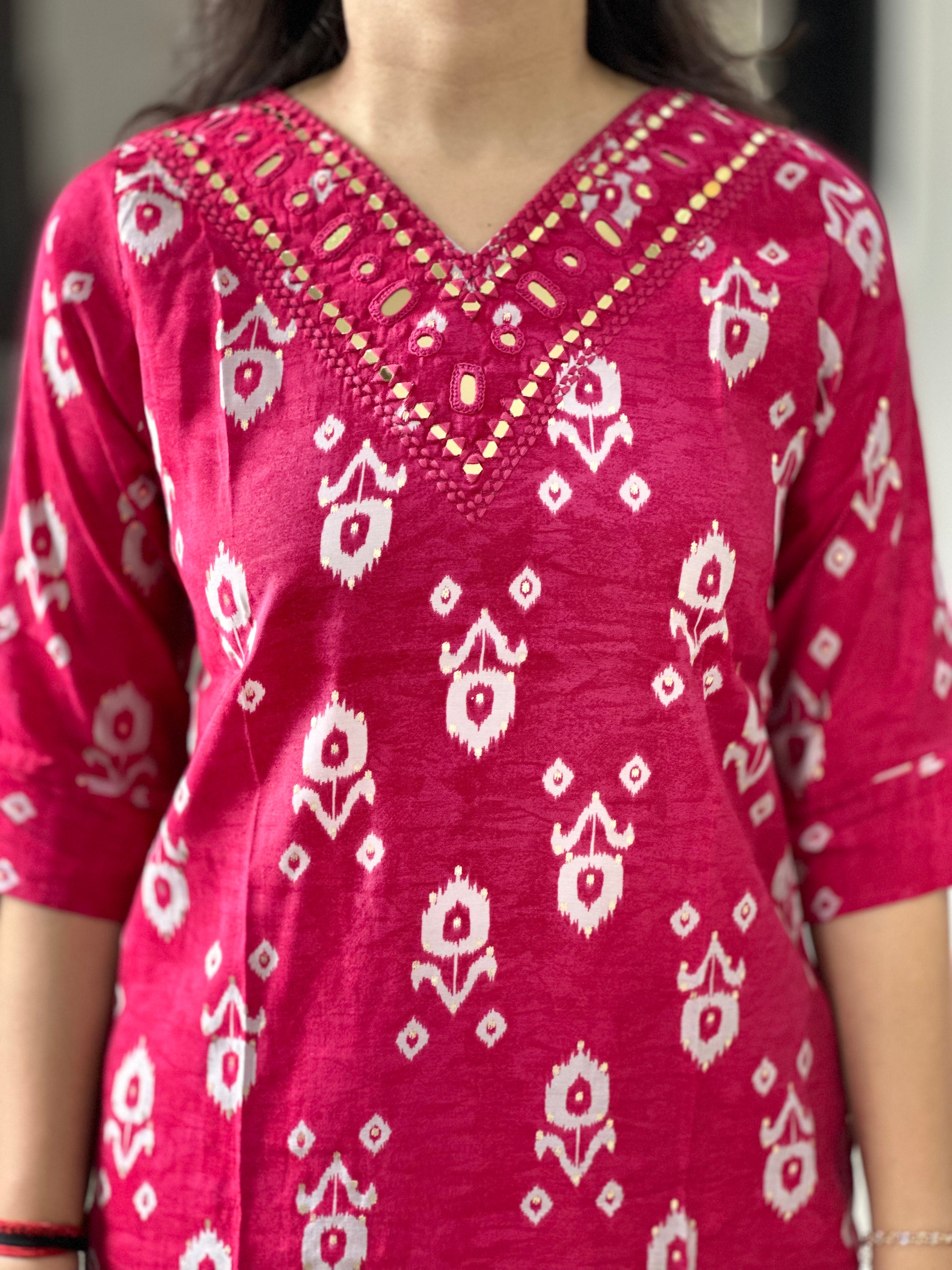 MODAL CHANDERI SILK KURTI SET | PARTY WEAR