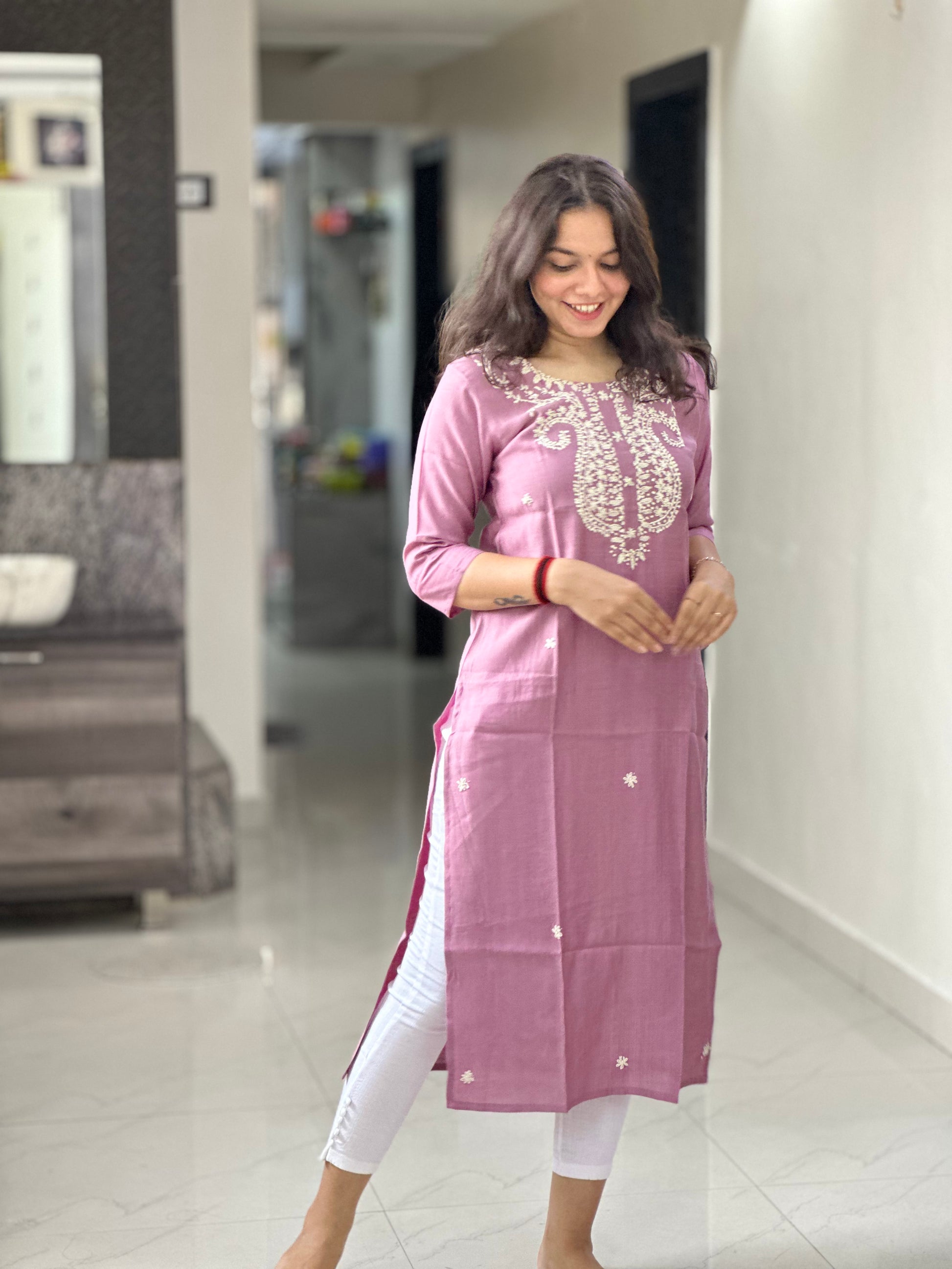 ONION PINK THREAD EMBROIDERY | OFFICE WEAR