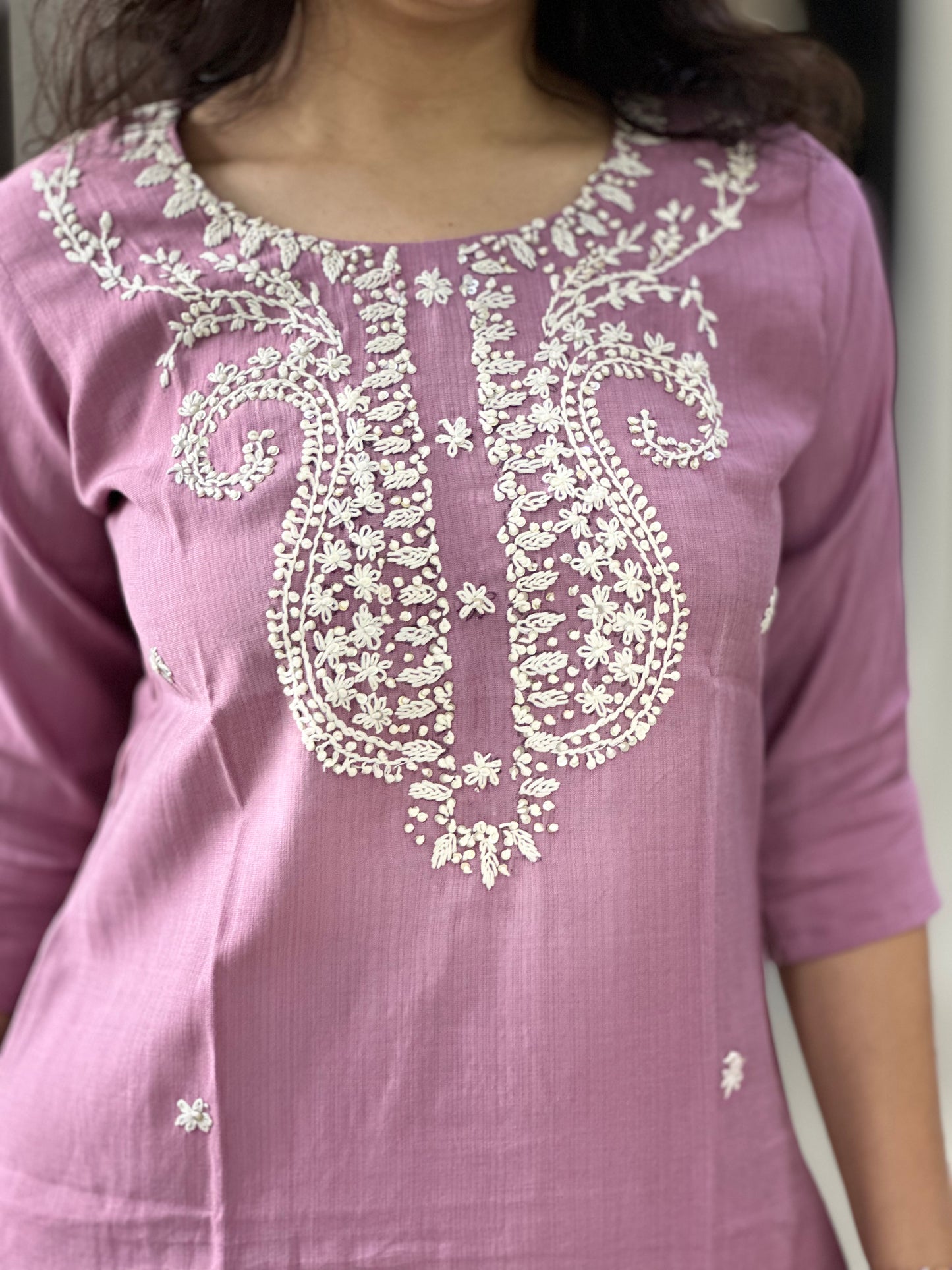 ONION PINK THREAD EMBROIDERY | OFFICE WEAR