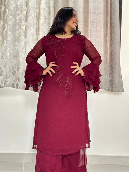 Wine Rouge Ruffle Set