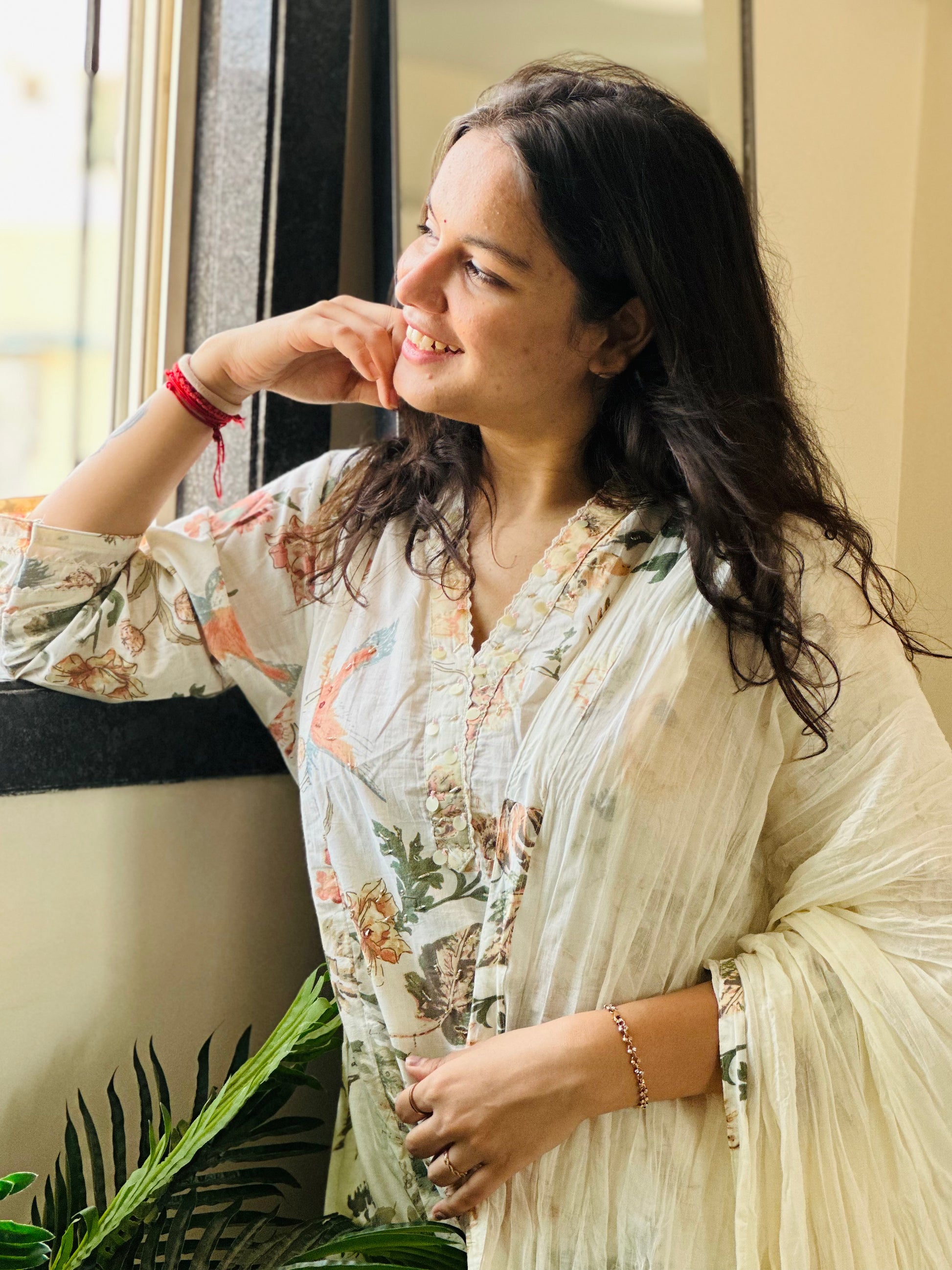 WHITE PRINTED COTTON SET | OFFICE WEAR