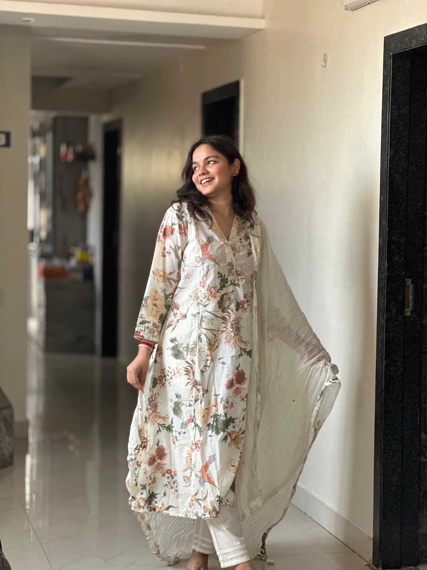 WHITE PRINTED COTTON SET | OFFICE WEAR