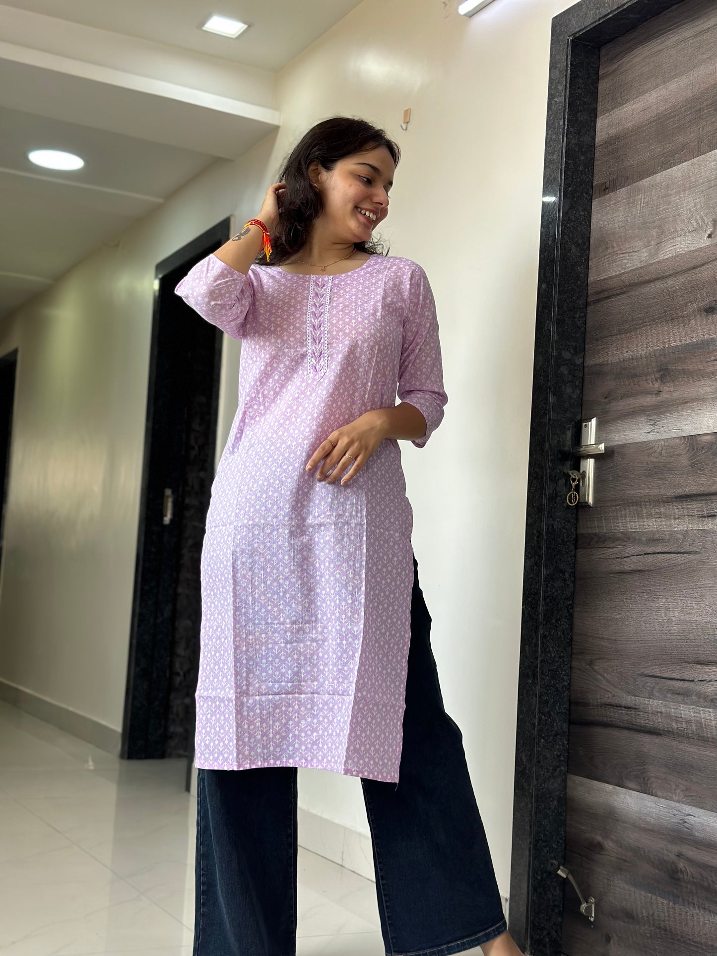 OFFICE WEAR | LILAC MUL KURTA