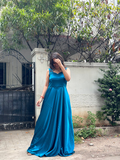 Midnight Lagoon Satin Gown