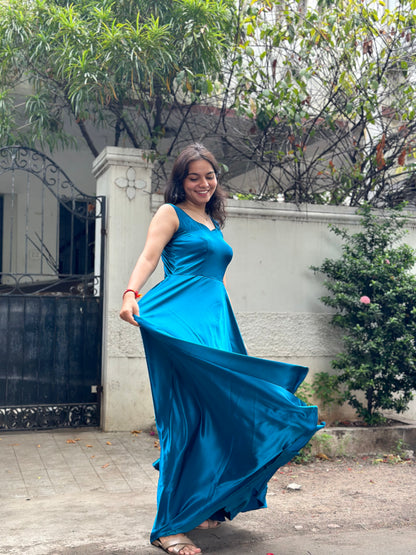 Midnight Lagoon Satin Gown