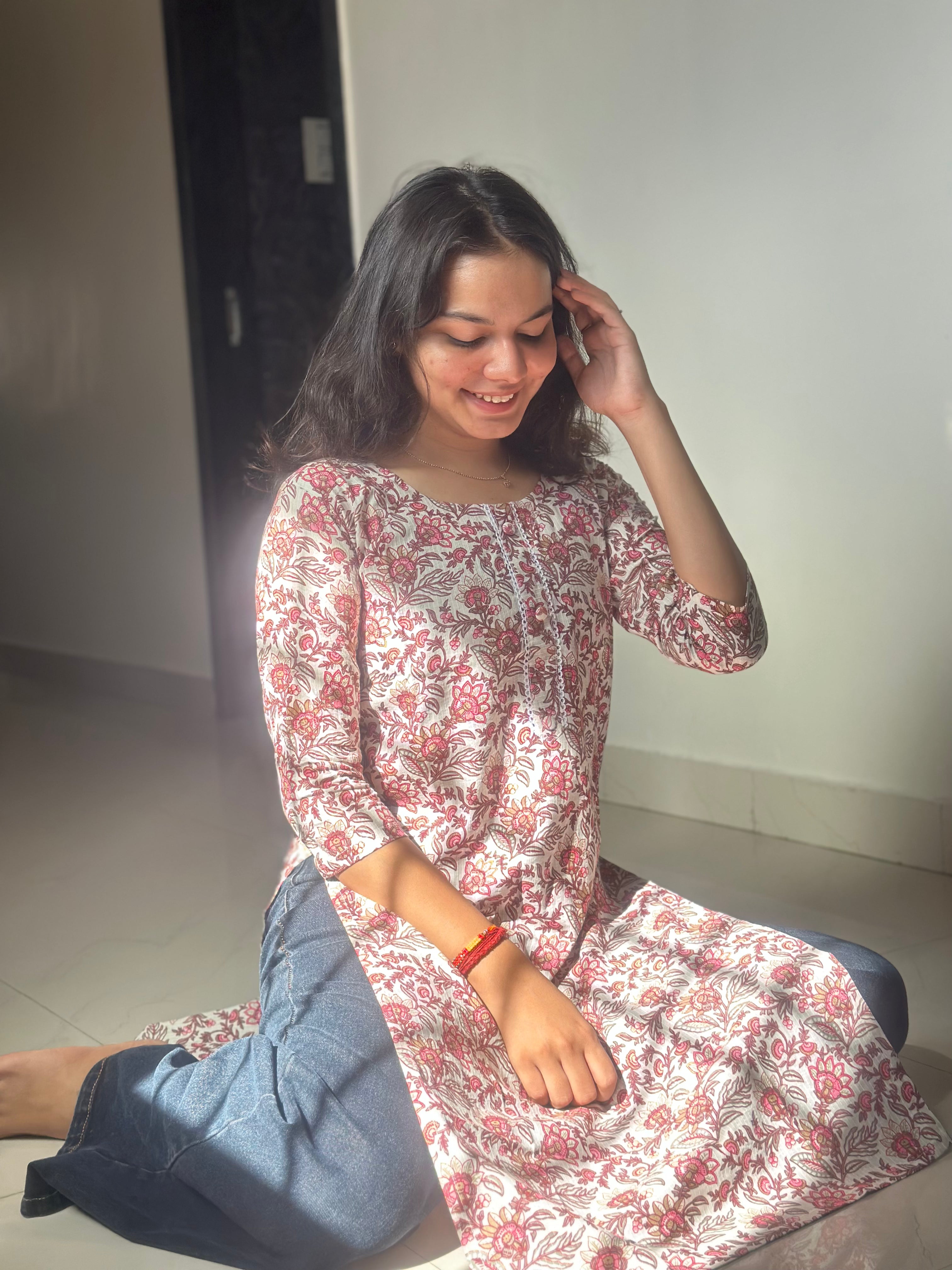 Rosewood Breeze Block Print Kurta