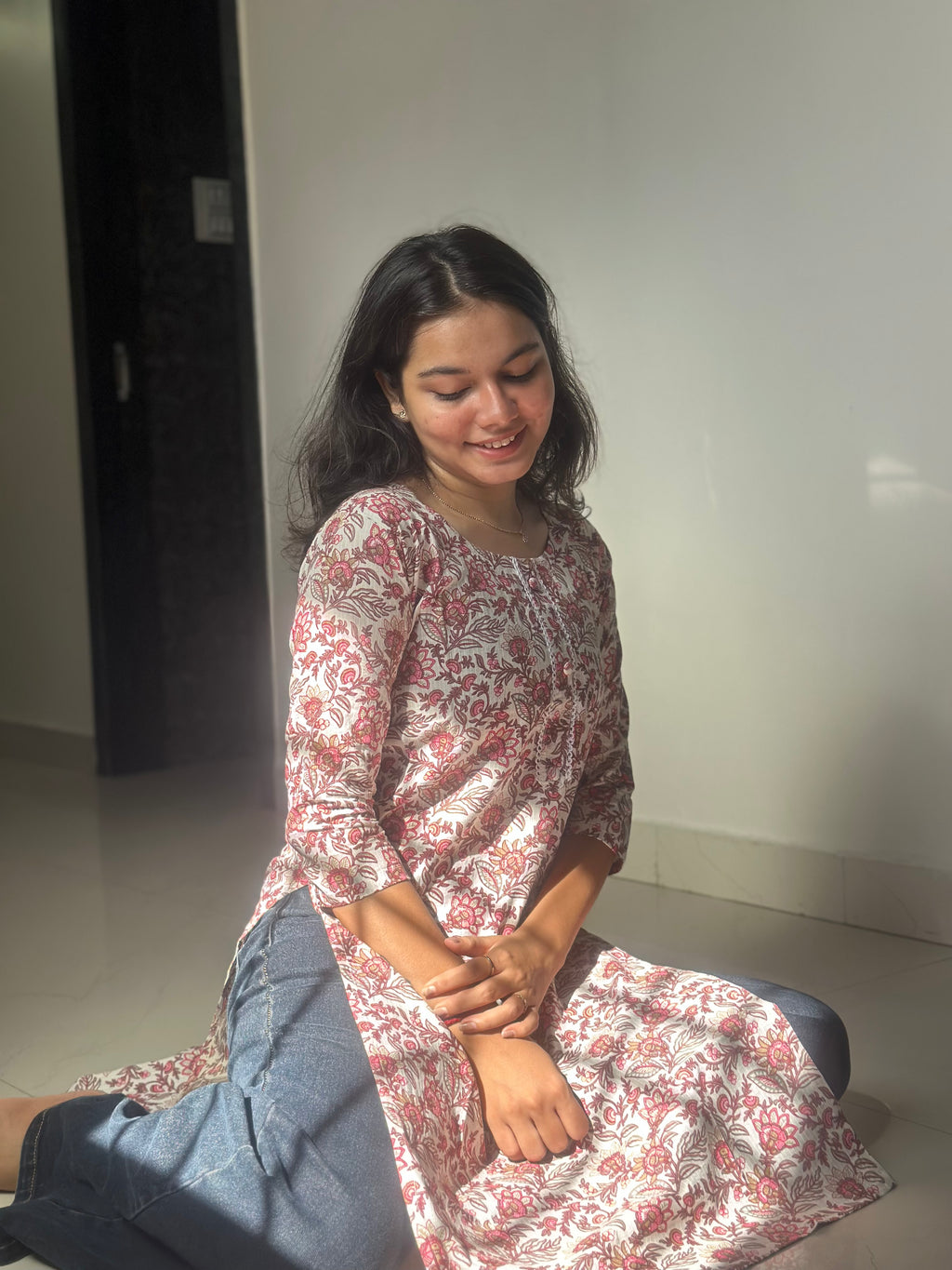 Rosewood Breeze Block Print Kurta