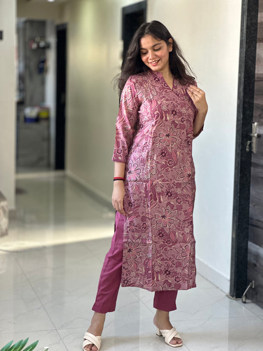 Pink Printed Angarakha Set.