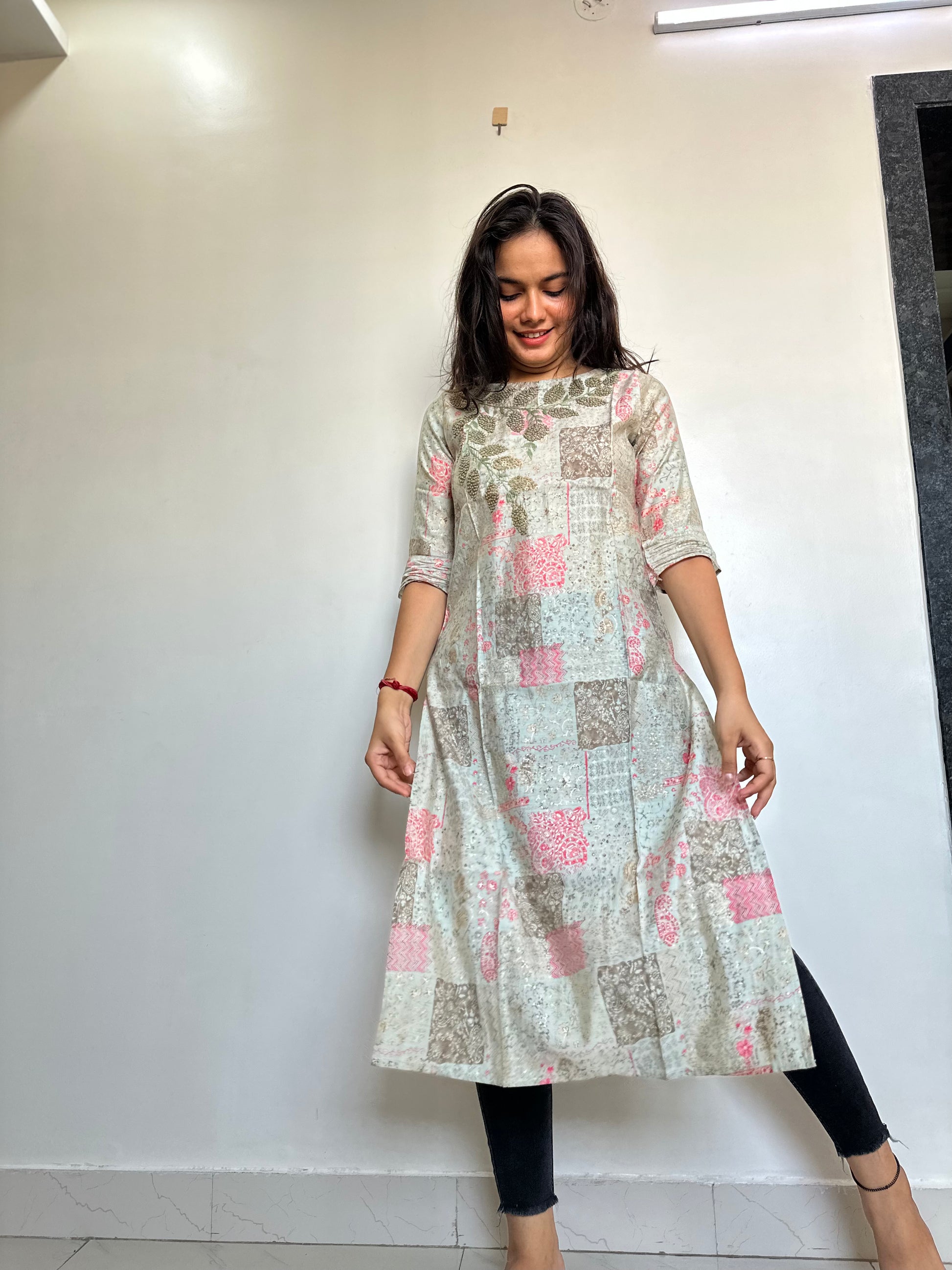 KURTA FOR WOMEN | PRINTED MODAL CHANDARI SILK