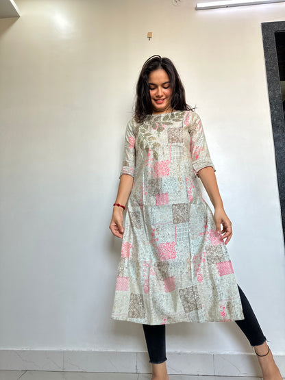 KURTA FOR WOMEN | PRINTED MODAL CHANDARI SILK