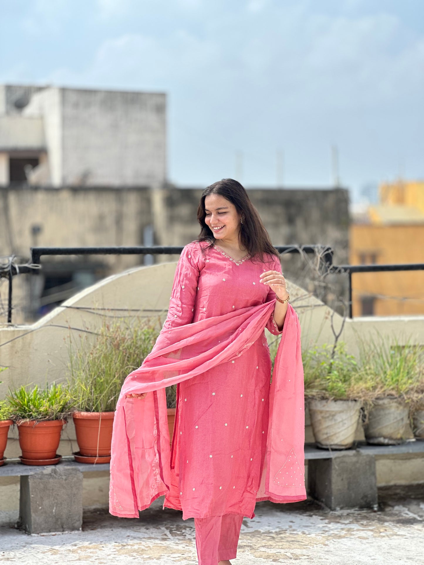 PINK HANDWORK SUIT