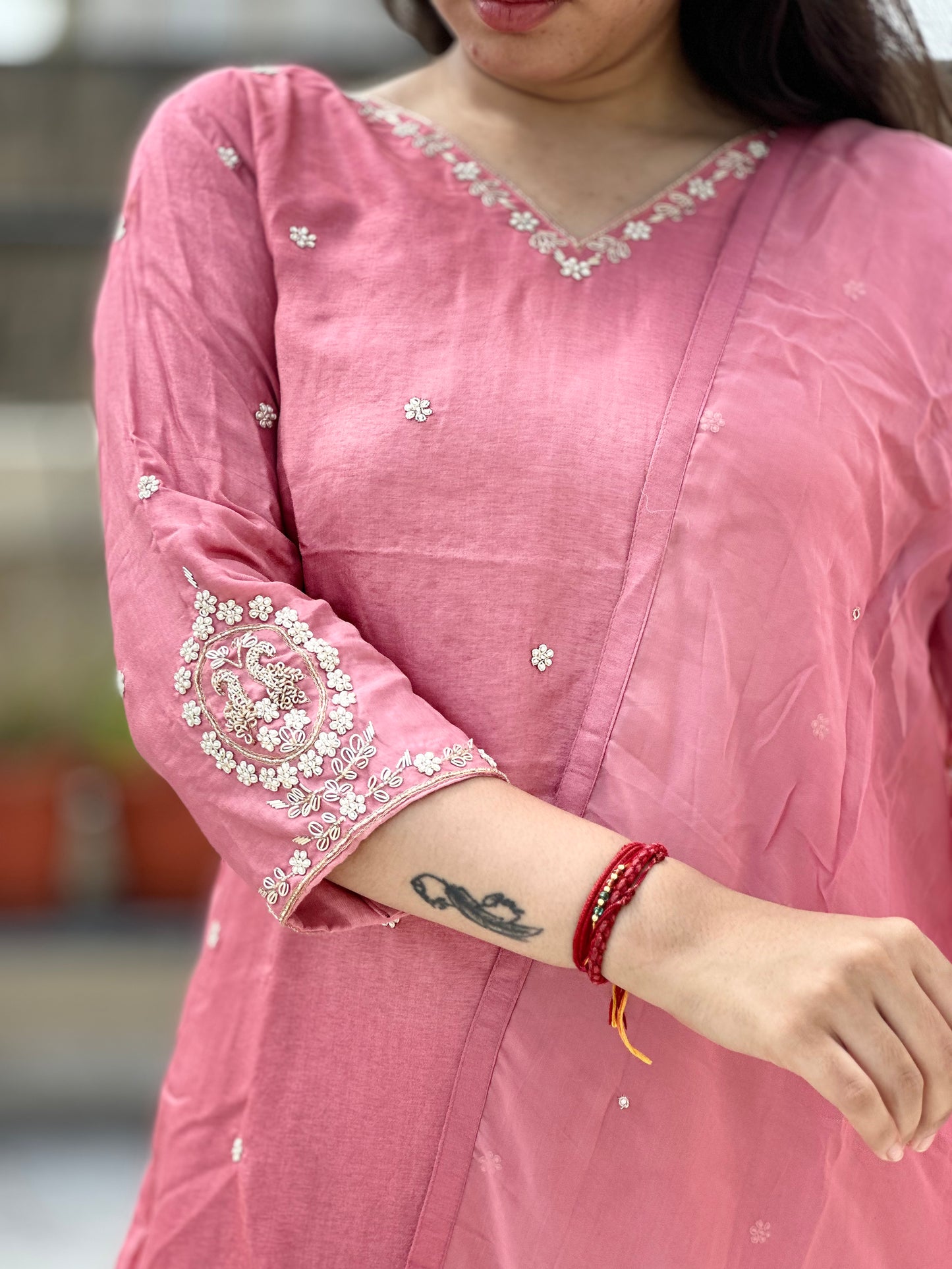 PINK HANDWORK SUIT