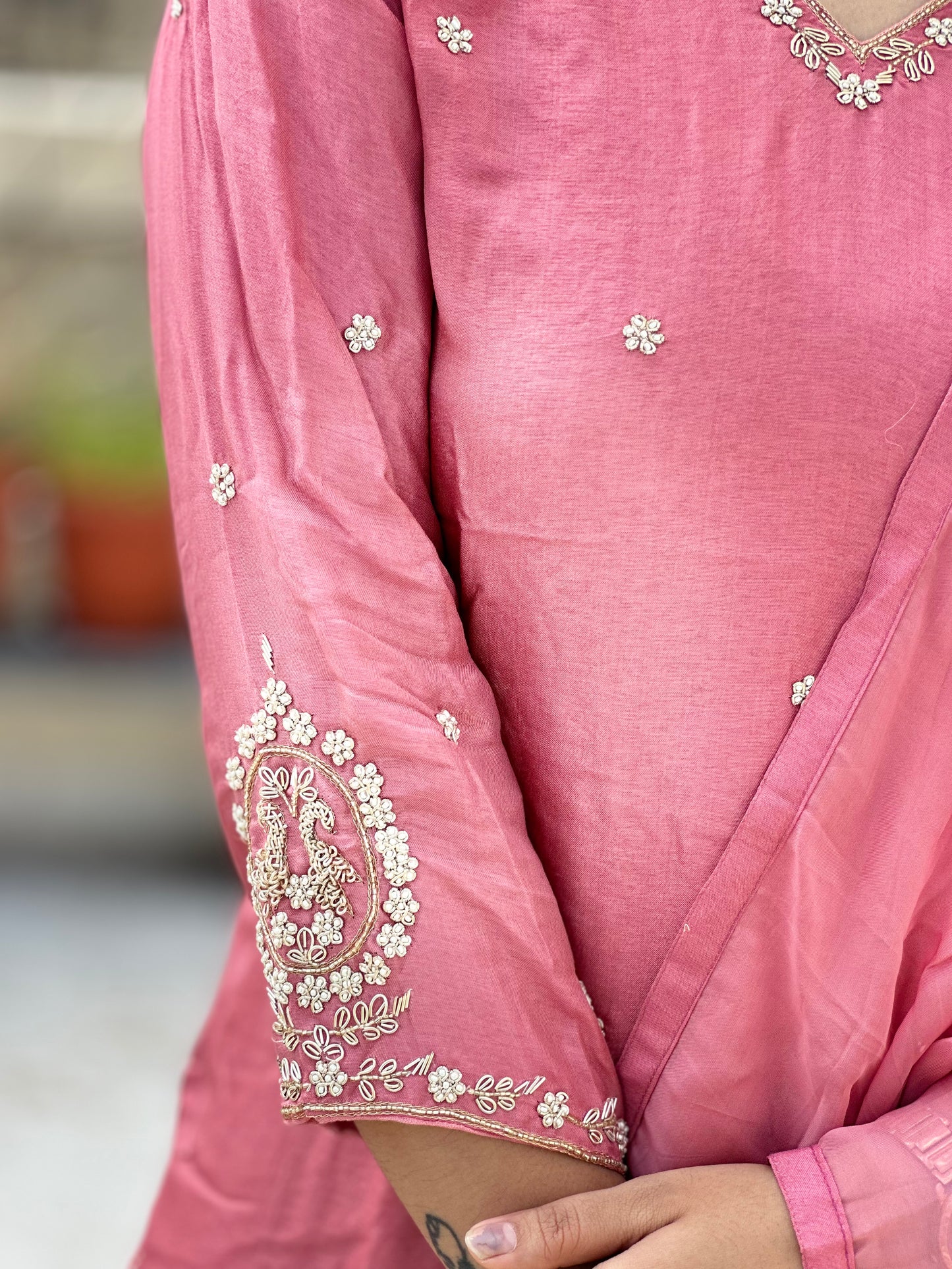 PINK HANDWORK SUIT