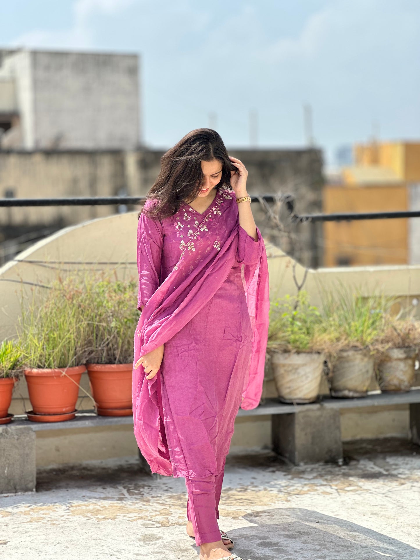 PINK HANDWORK SUIT