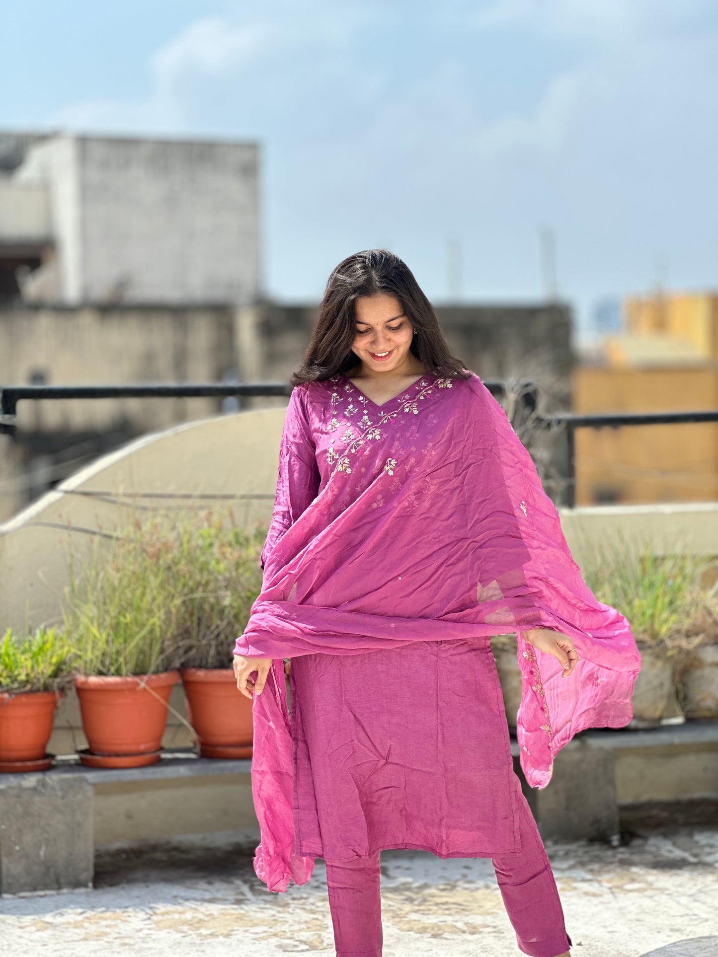 PINK HANDWORK SUIT