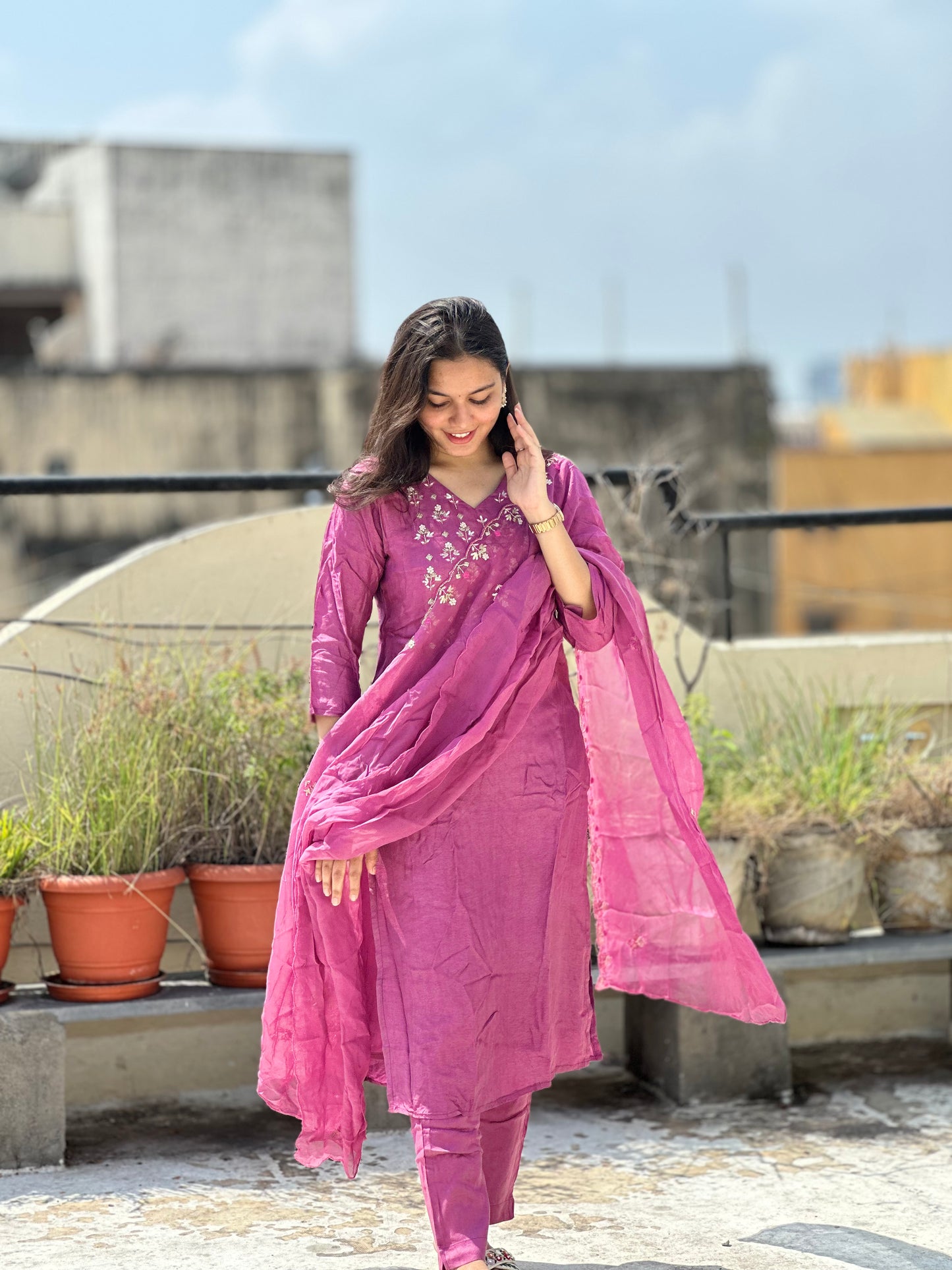 PINK HANDWORK SUIT