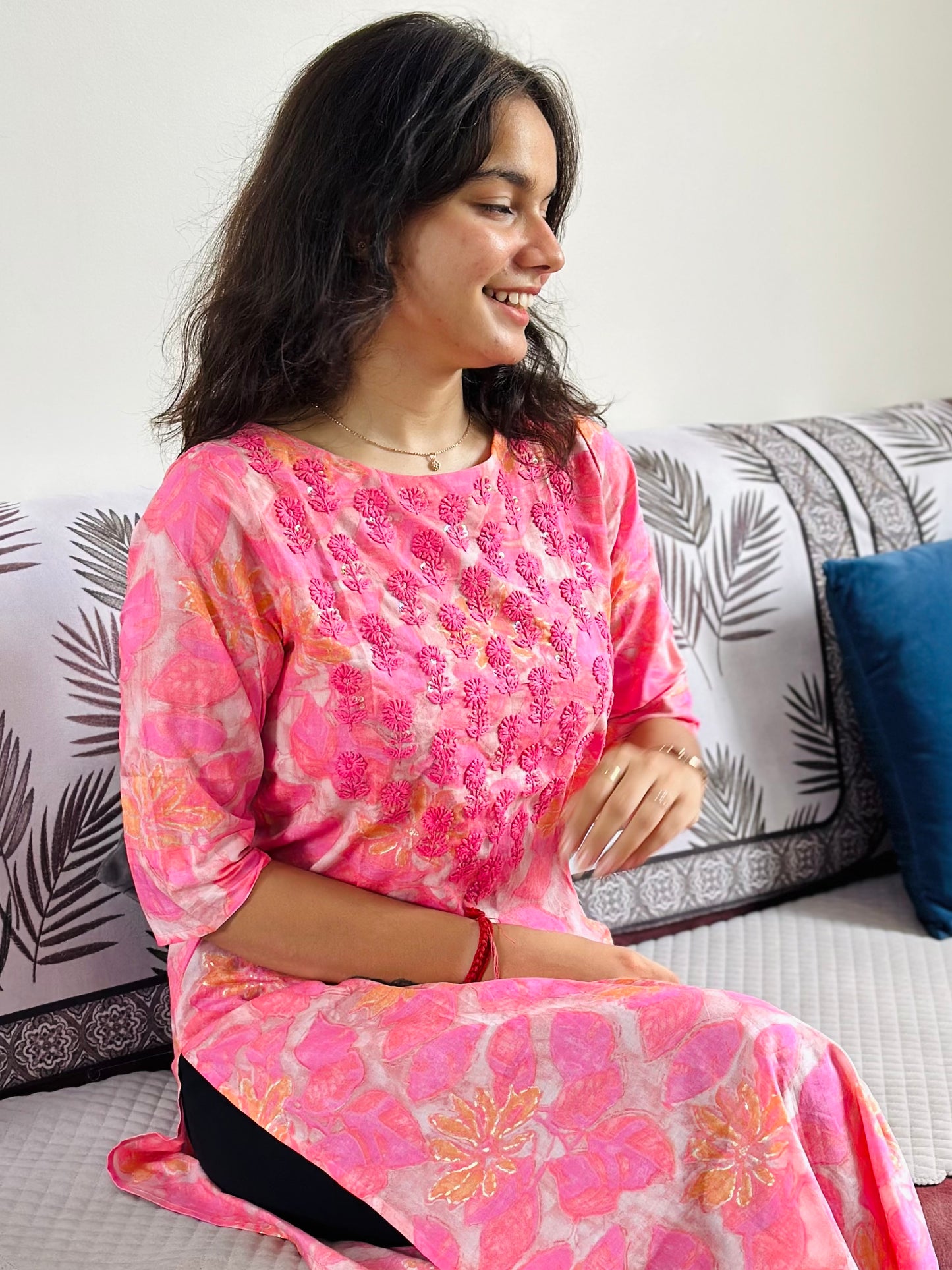 PINK CHANDERI SILK KURTA