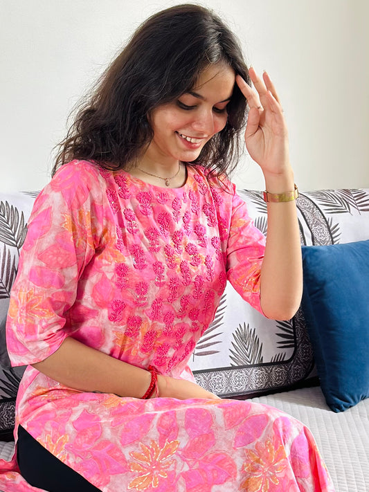 PINK CHANDERI SILK KURTA