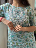 Aqua Bloom Chikankari Cotton Kurta