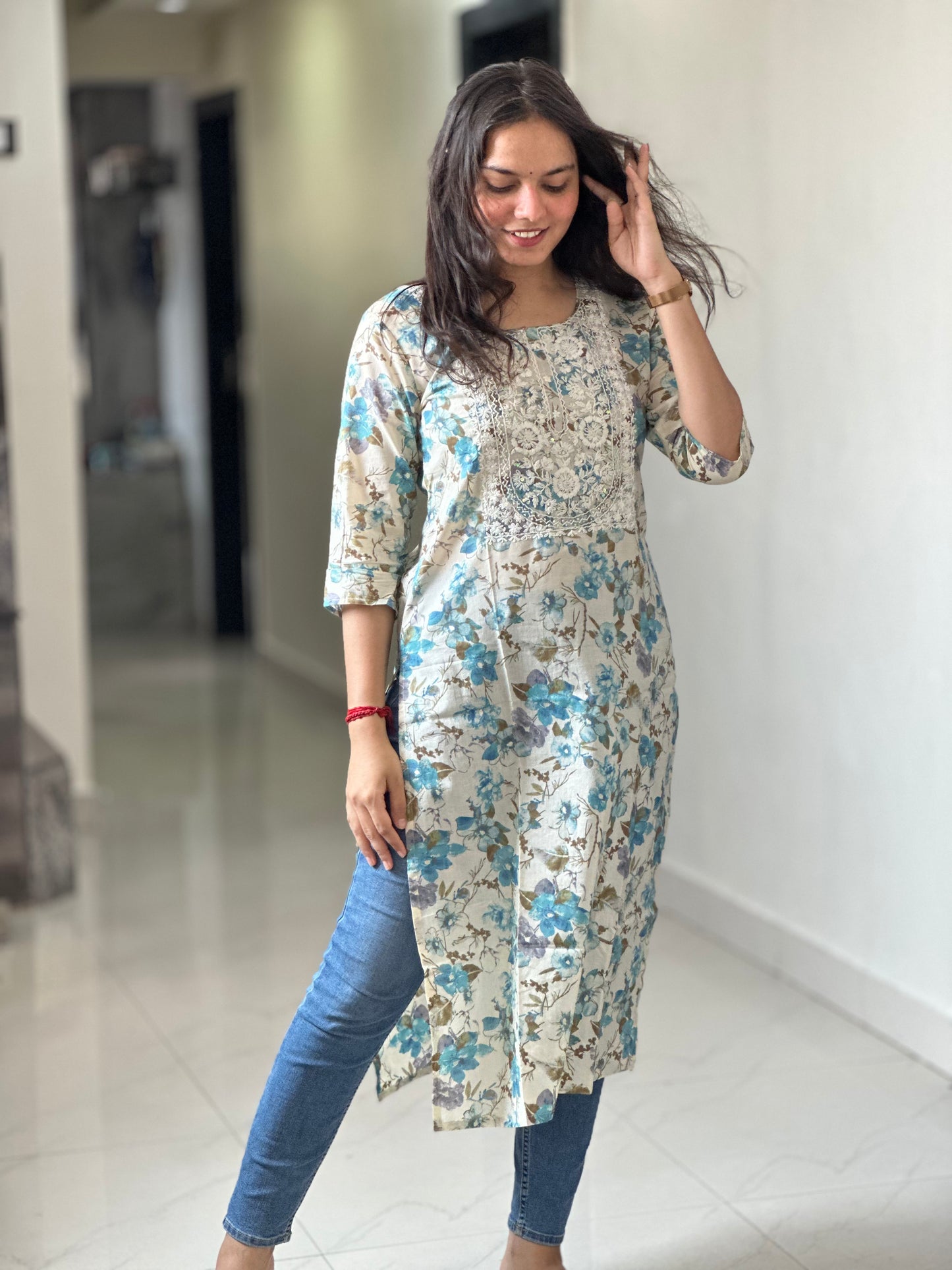 PRINTED THREADWORK KURTI