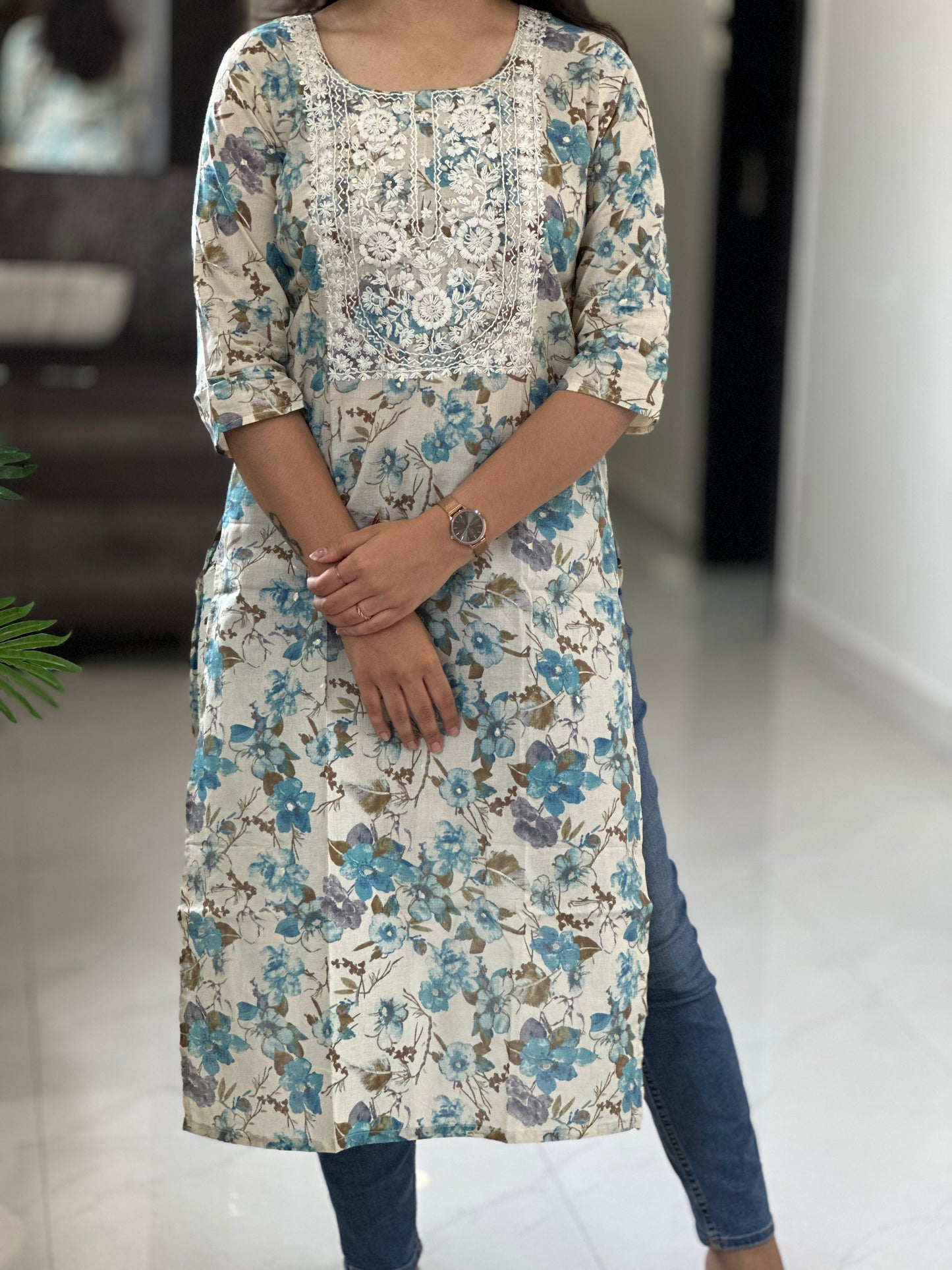 PRINTED THREADWORK KURTI