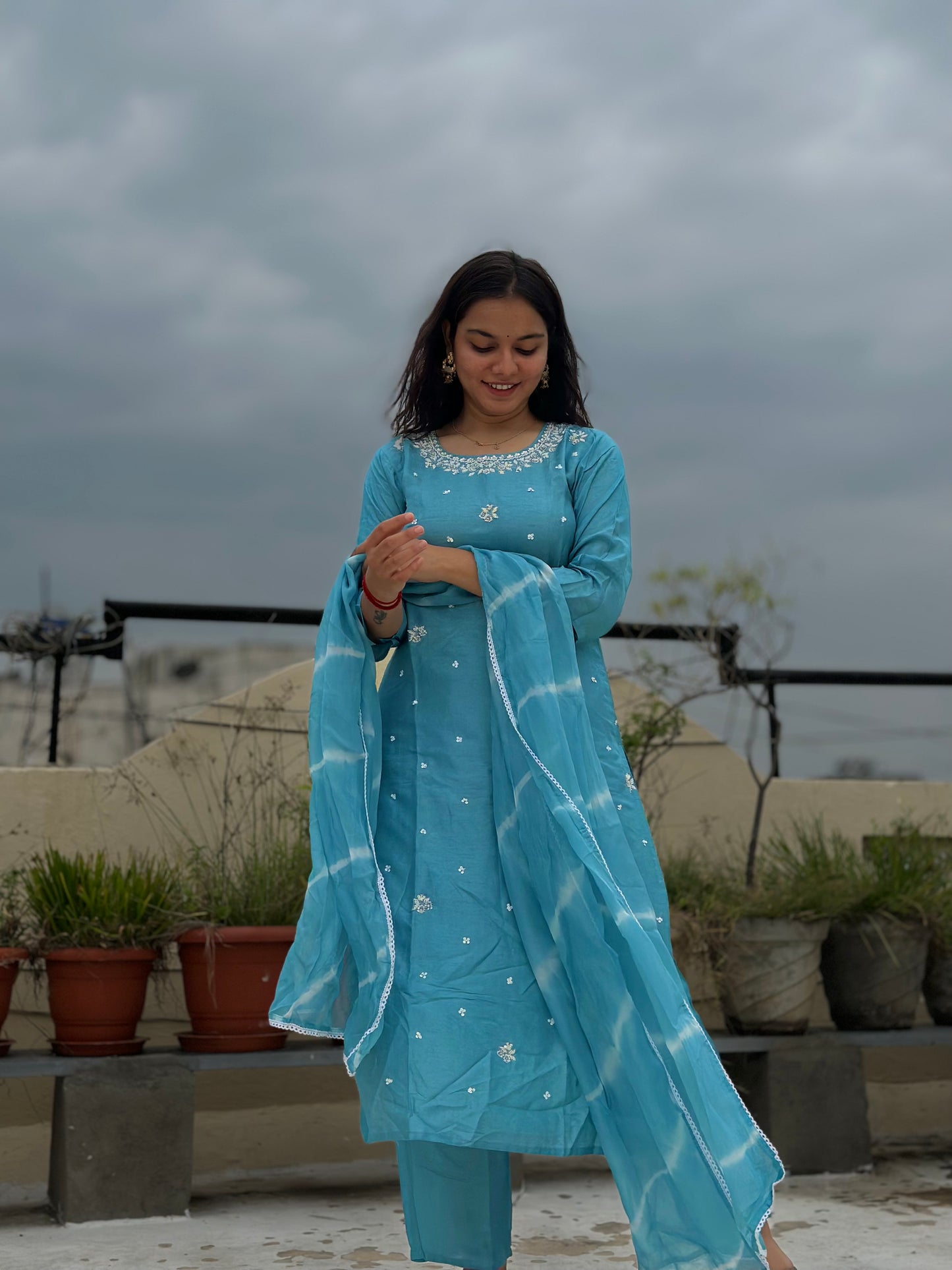 SEA BLUE HANDWORK SUIT