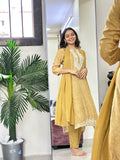 Golden Amber Mirror Work Suit Set