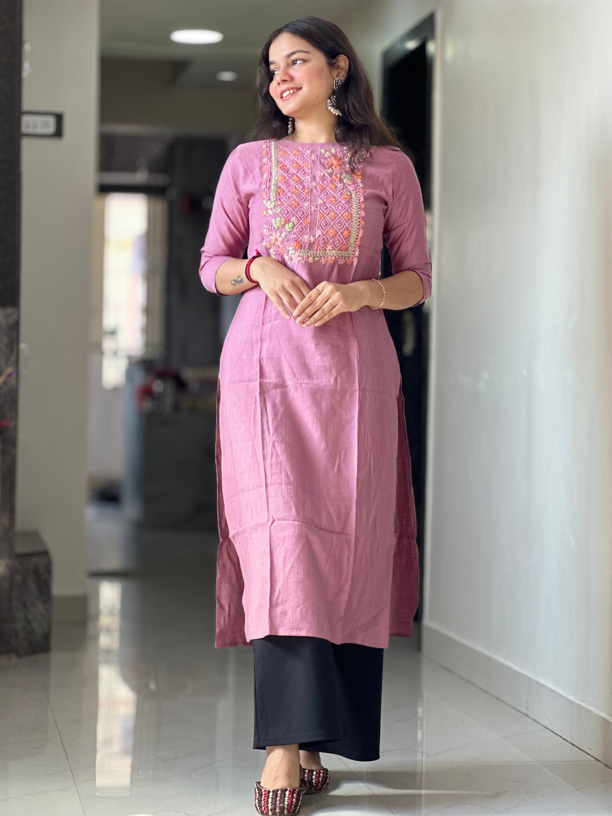 ONION THREAD WORK KURTI | OFFICE WEAR