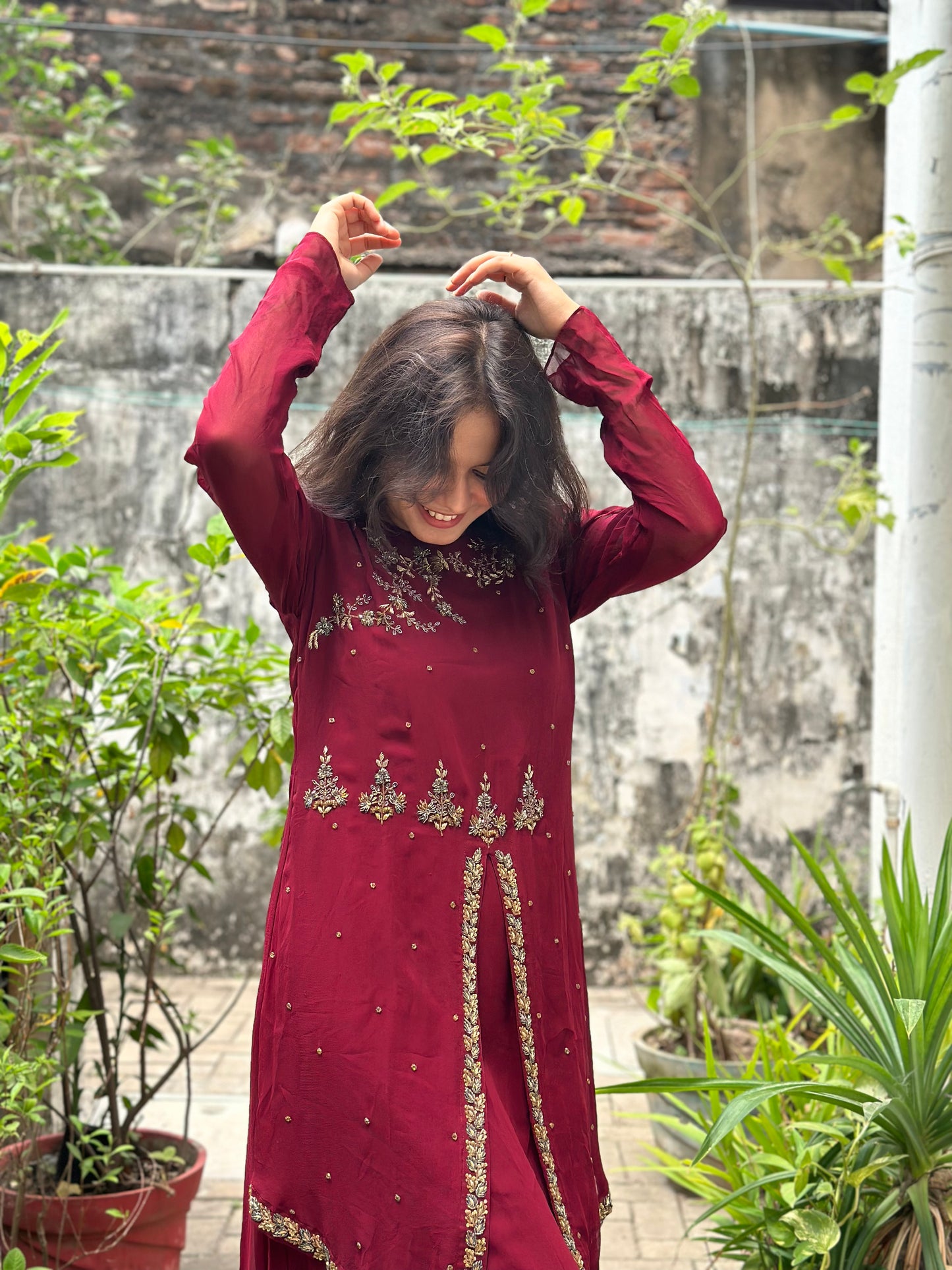 Maroon Designer IndoWestern Gown