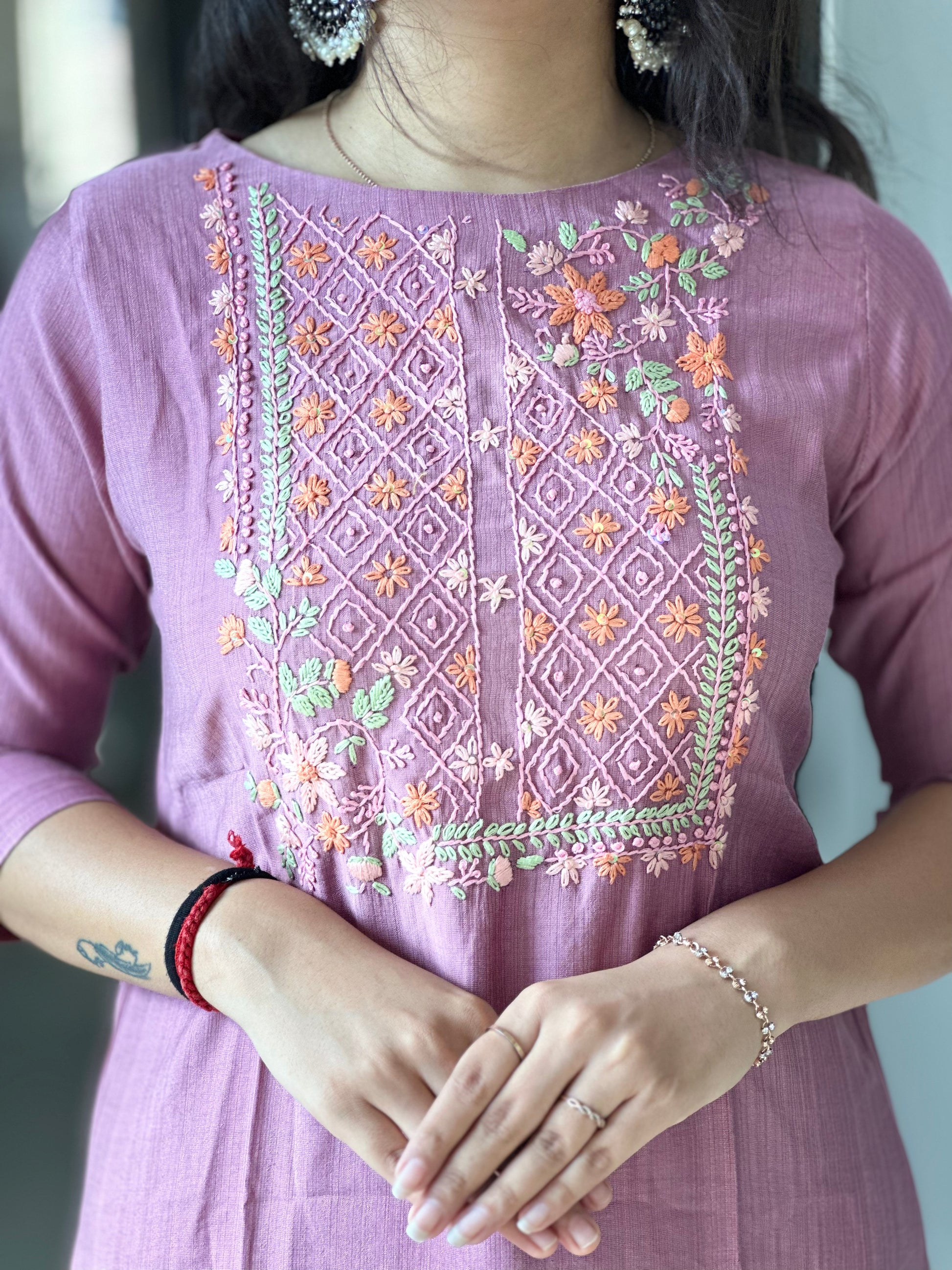 ONION THREAD WORK KURTI | OFFICE WEAR